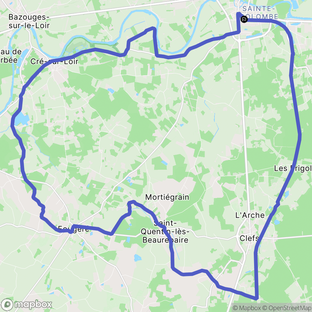 La Flèche : carte du parcours de randonnée - France