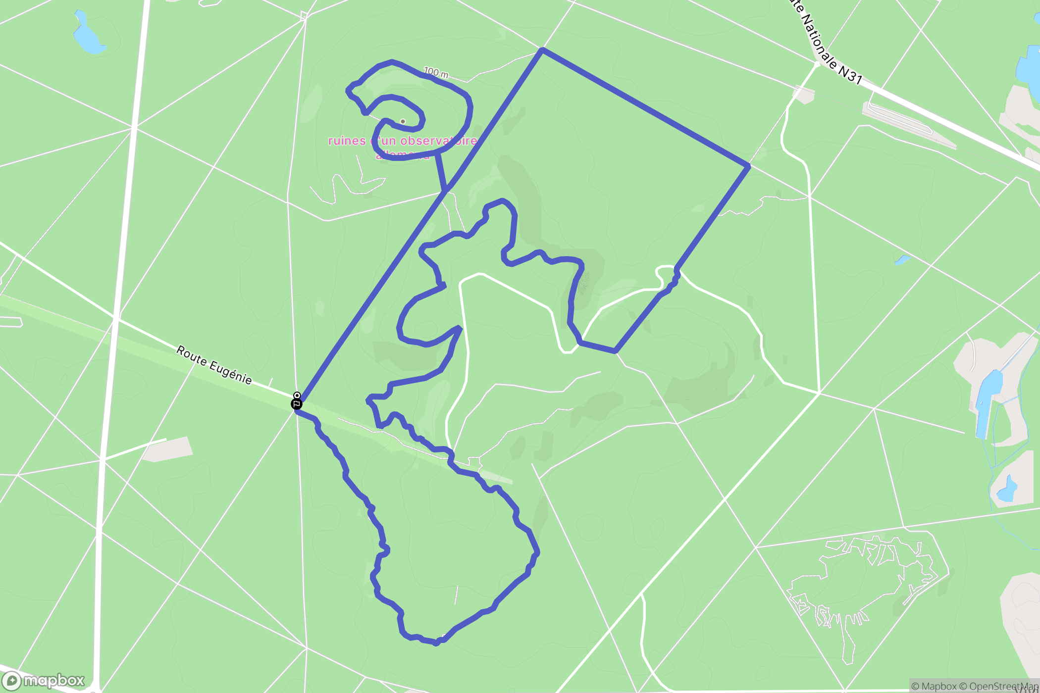 Compiègne : carte du parcours de randonnée - France