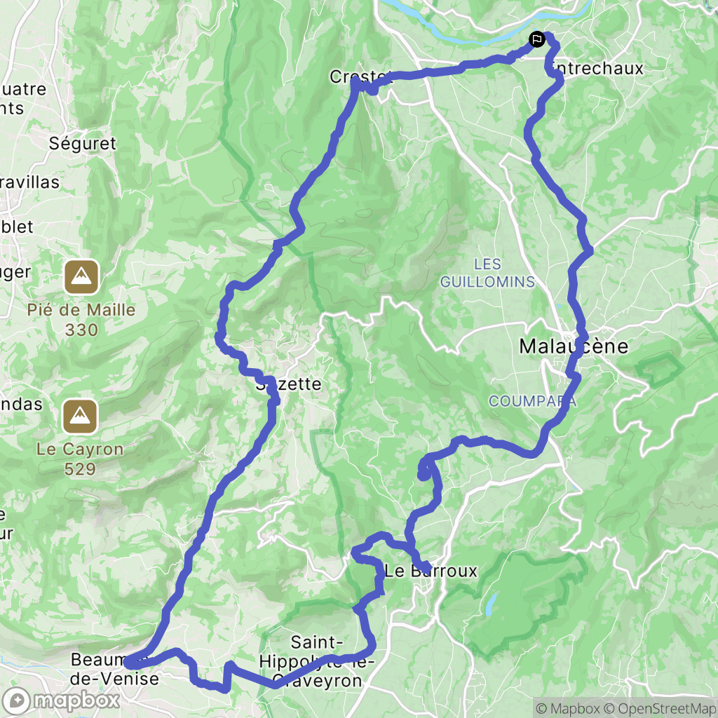 Entrechaux : carte du parcours de randonnée - France