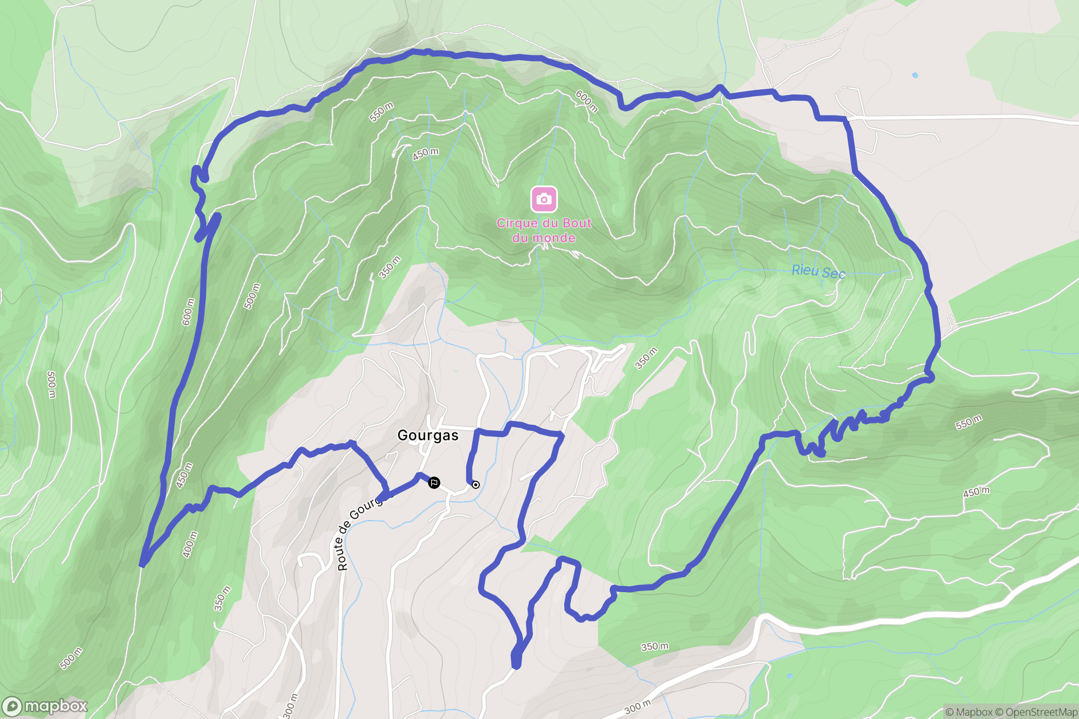 Saint-Étienne-de-Gourgas : carte du parcours de randonnée - France