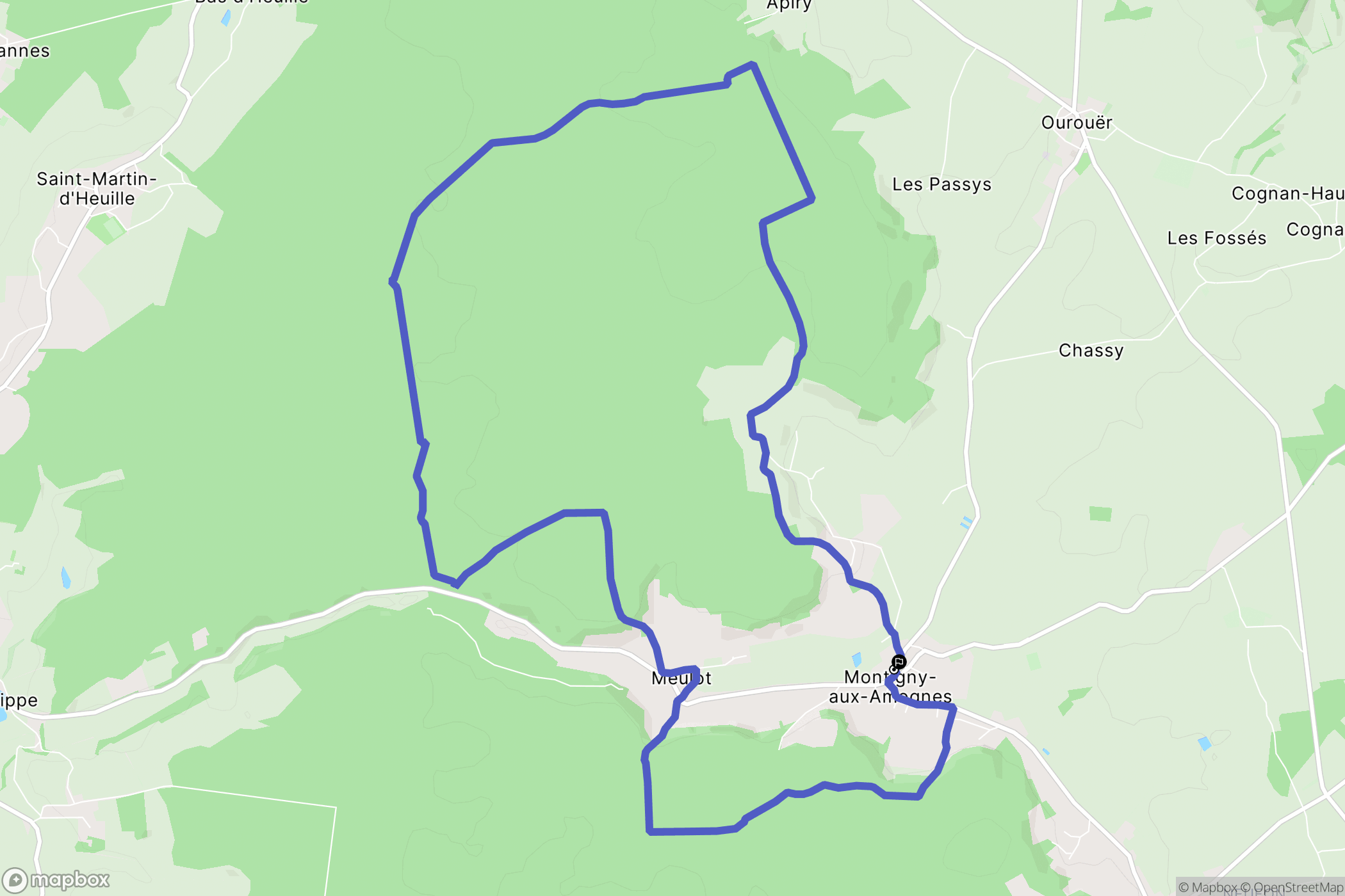 Montigny-aux-Amognes : carte du parcours de randonnée - France