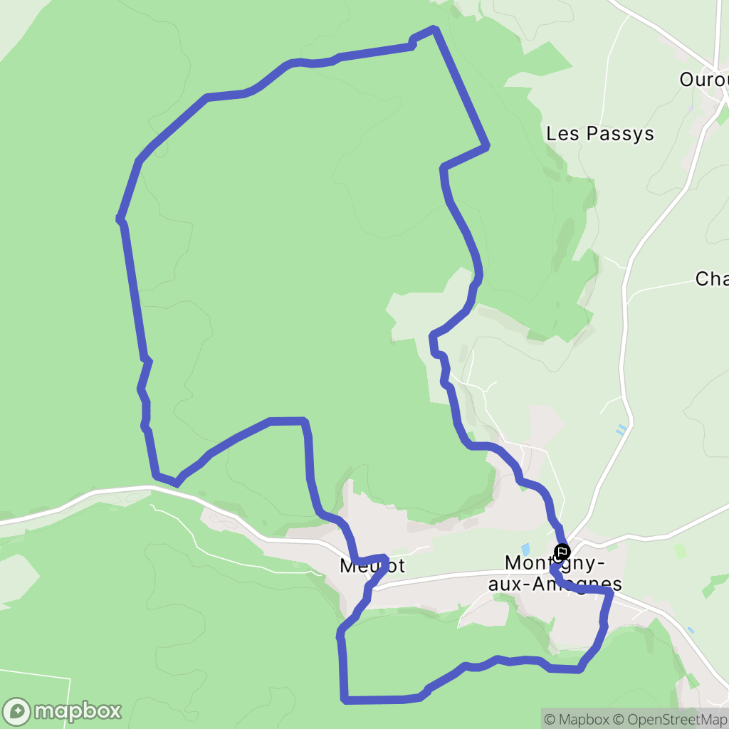 Montigny-aux-Amognes : carte du parcours de randonnée - France