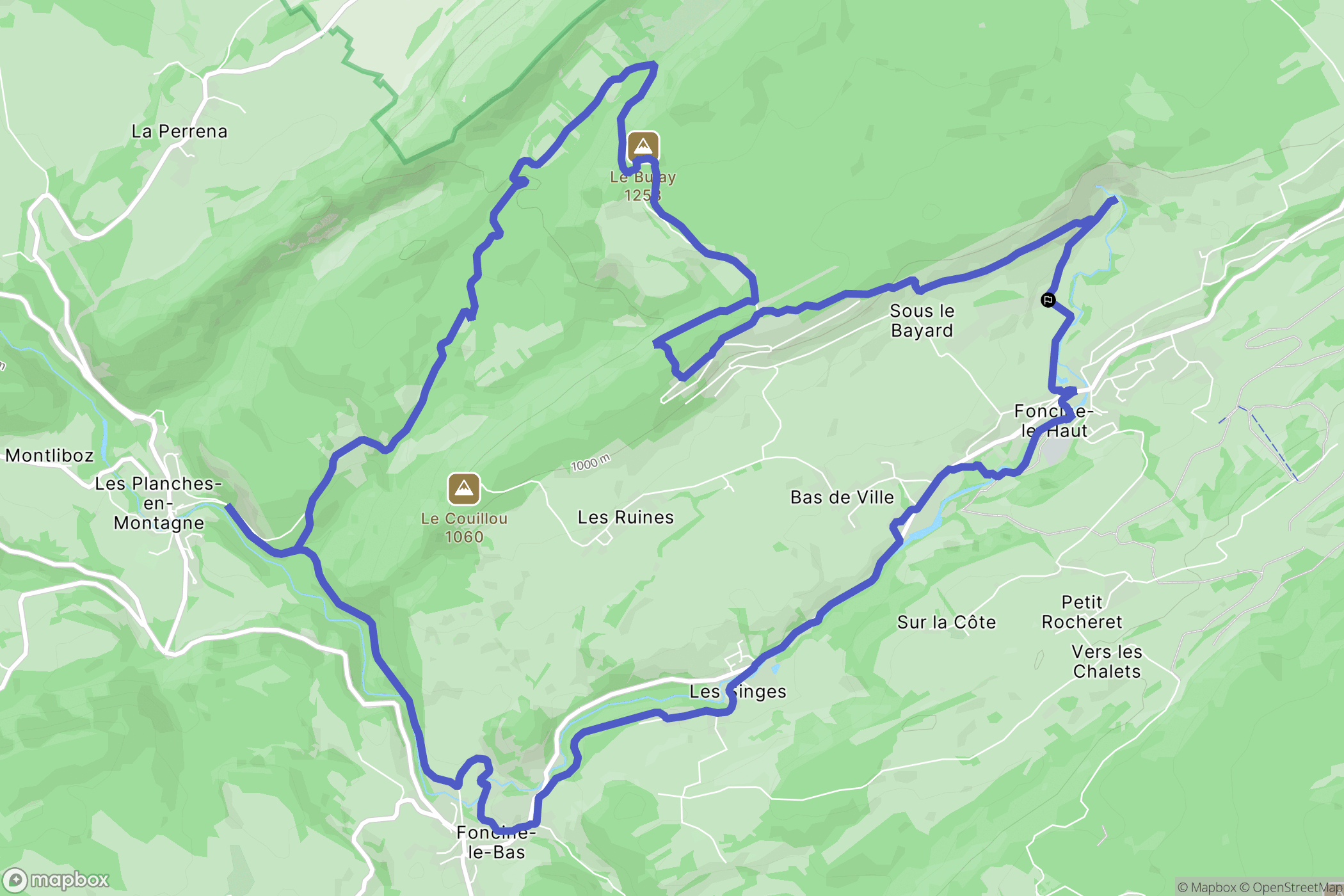 Foncine-le-Haut : carte du parcours de randonnée - France
