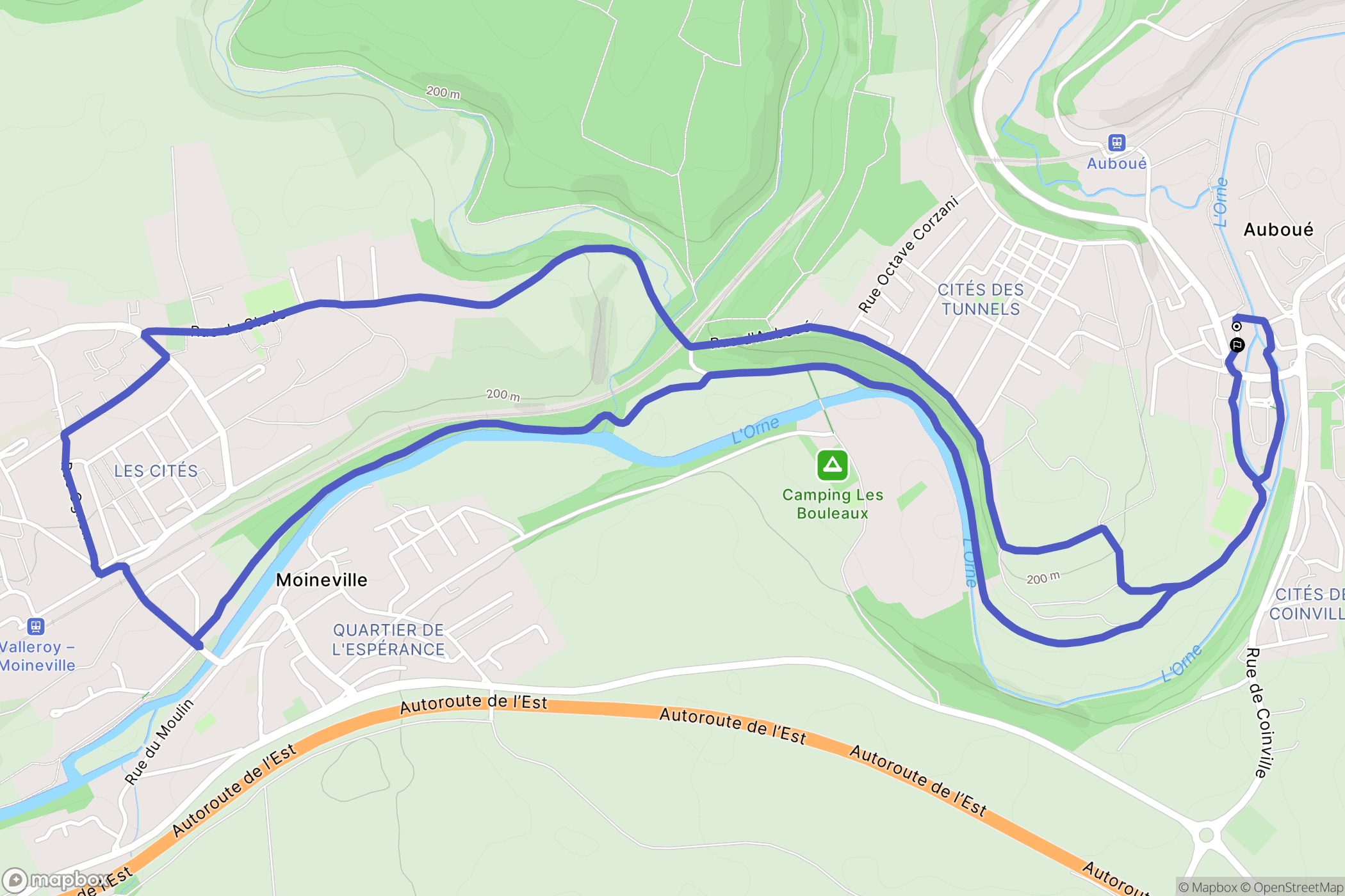 Auboué : carte du parcours de randonnée - France