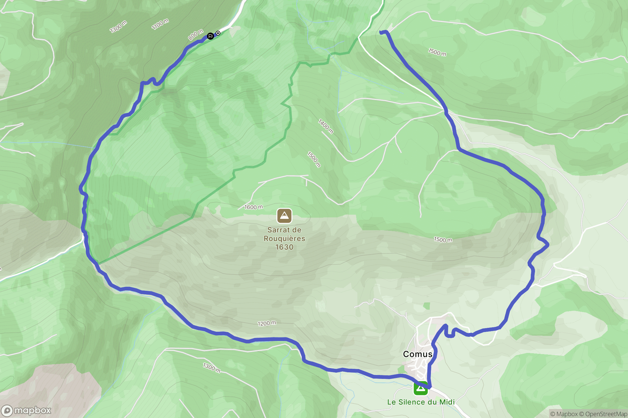 Montségur : carte du parcours de randonnée - France