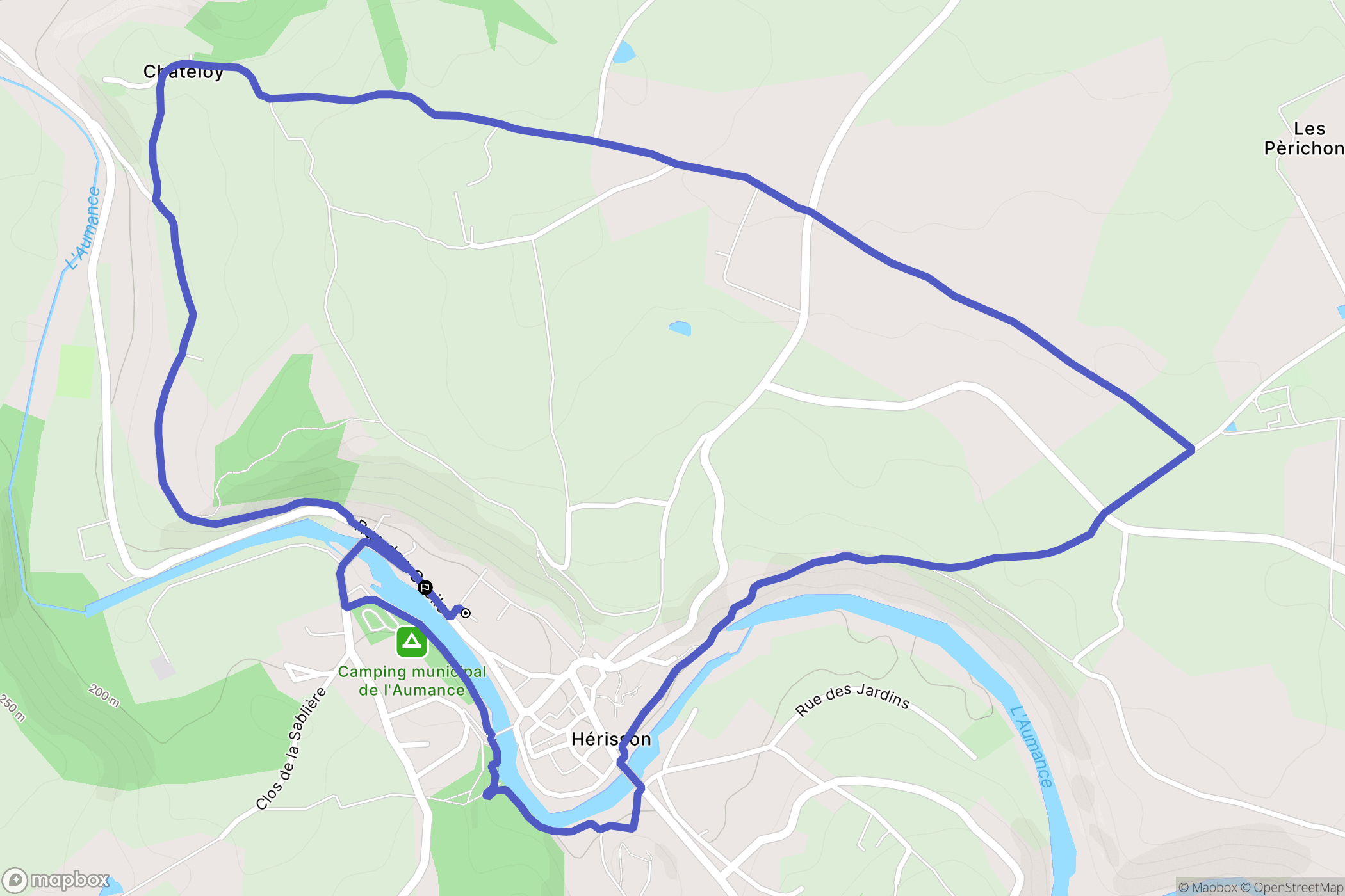 Hérisson : carte du parcours de randonnée - France