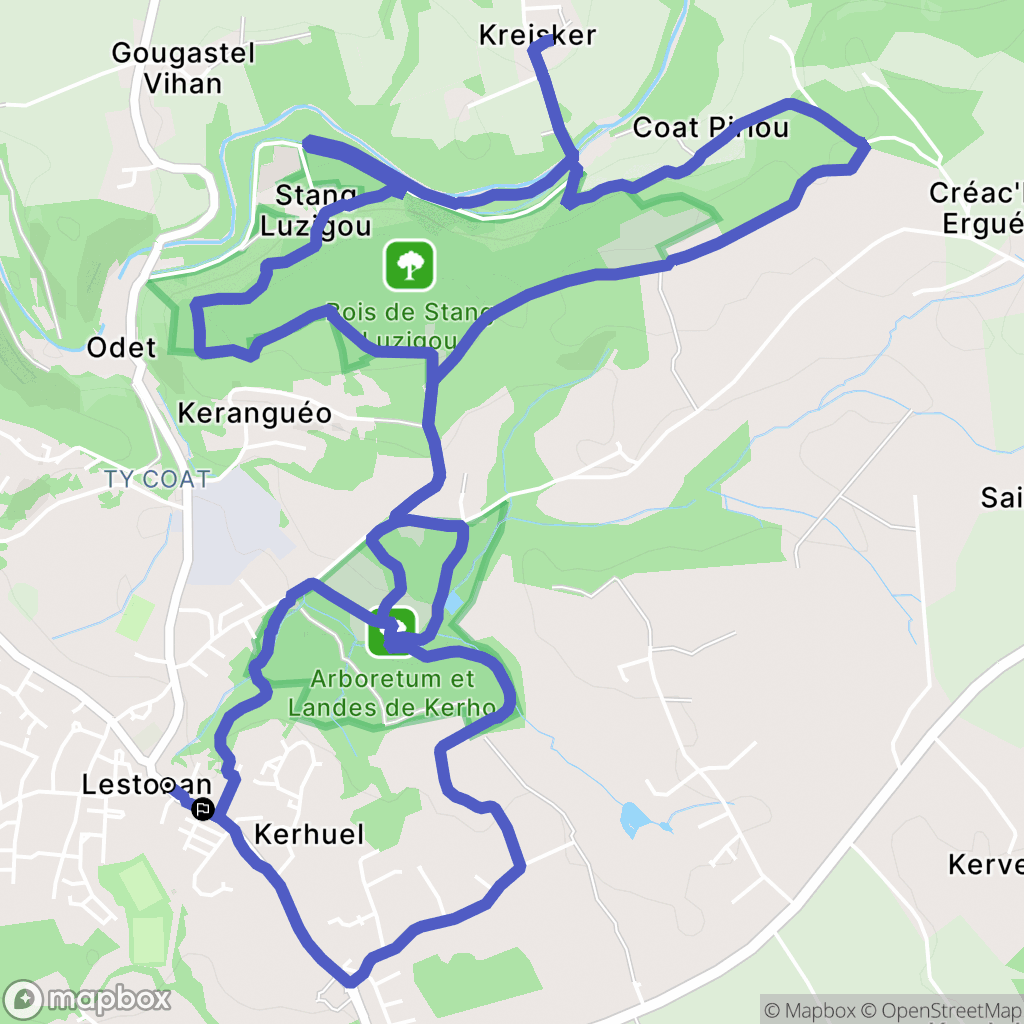 Ergué-Gabéric : carte du parcours de randonnée - France