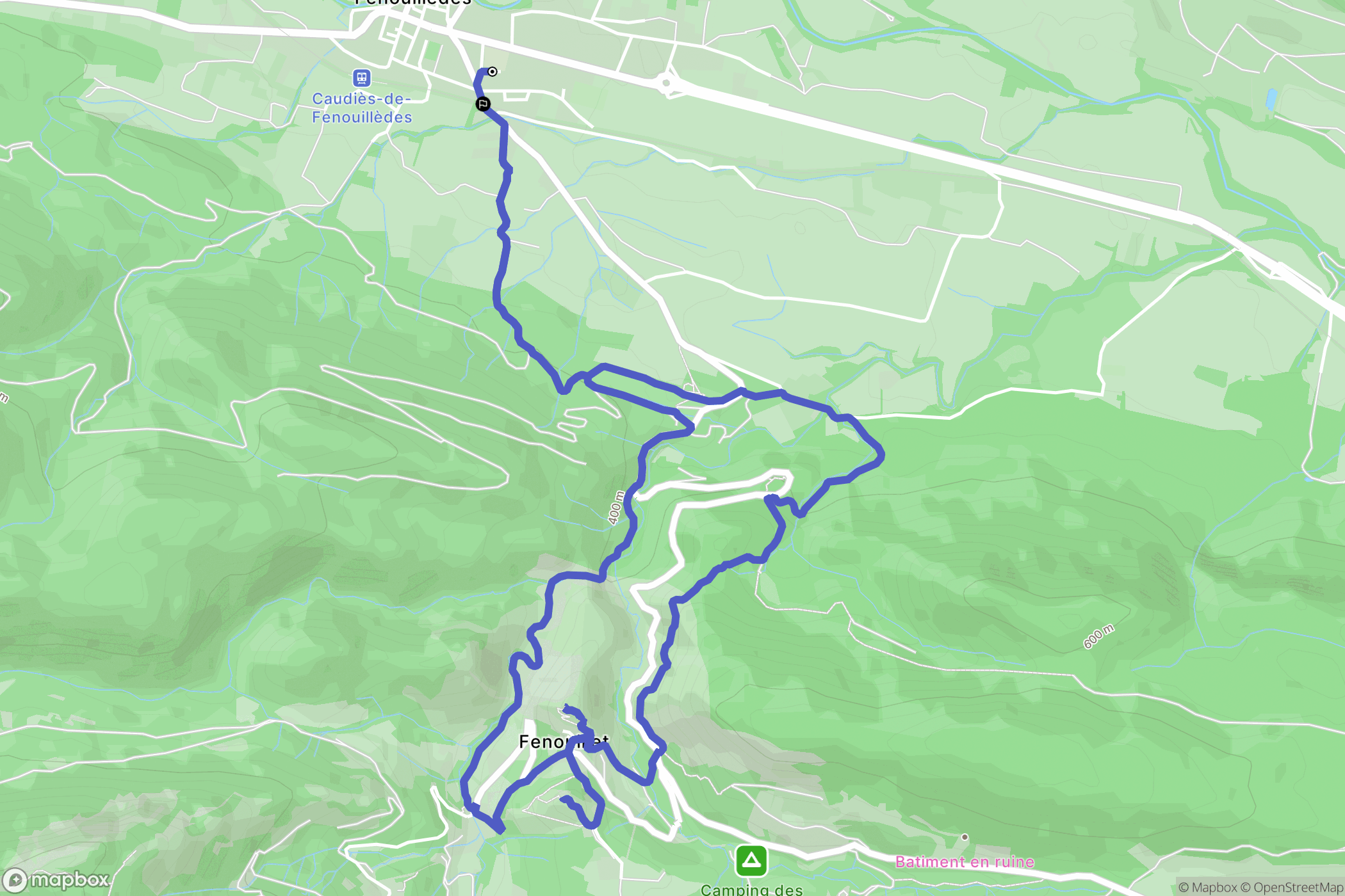 Caudiès-de-Fenouillèdes : carte du parcours de randonnée - France