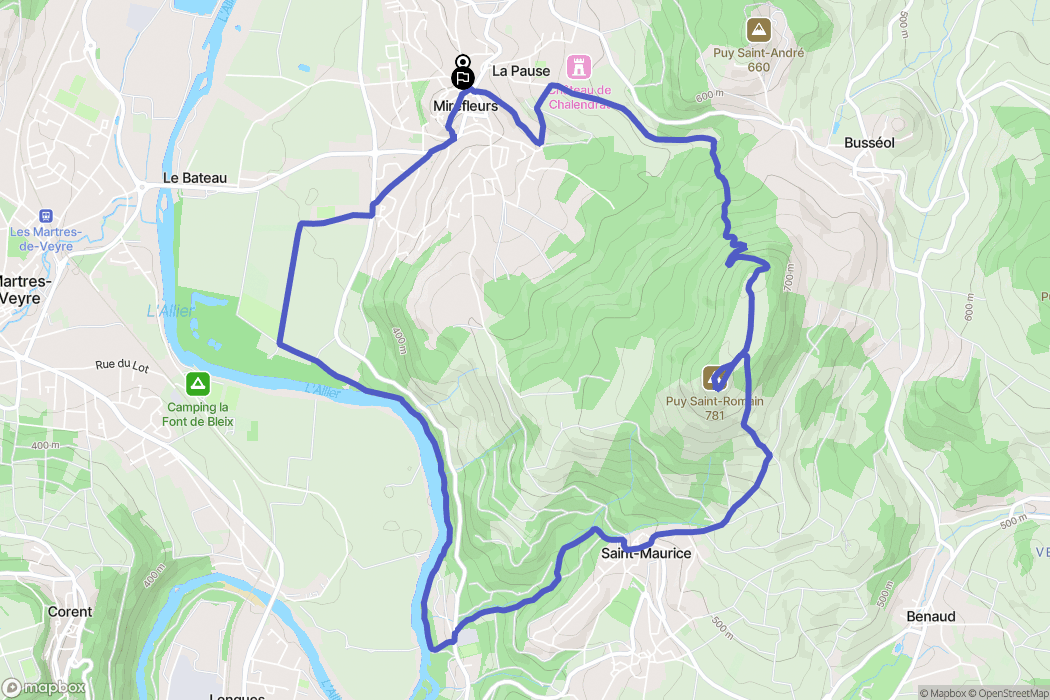 Mirefleurs : carte du parcours de randonnée - France