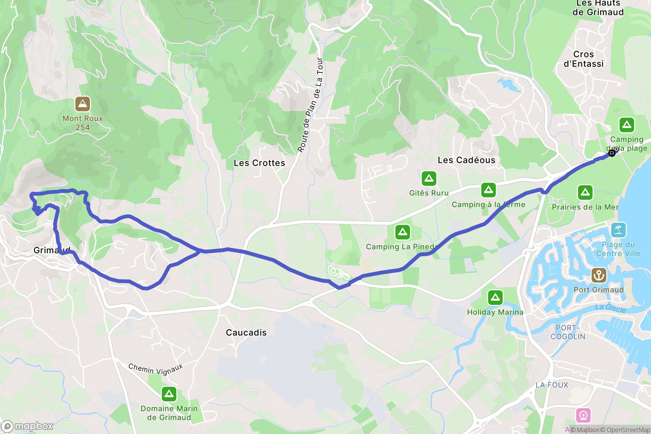 Grimaud : carte du parcours de randonnée - France