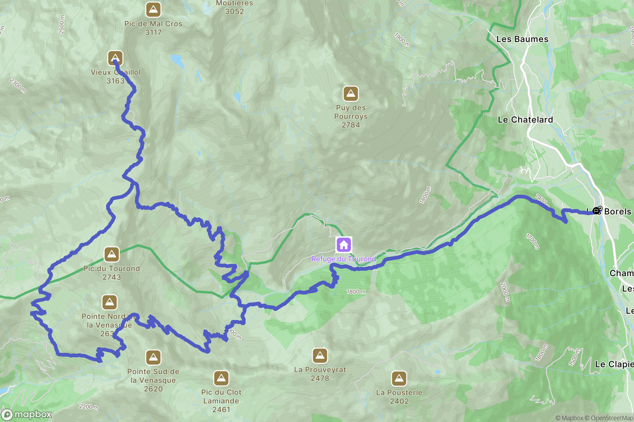 Champoléon : carte du parcours de randonnée - France