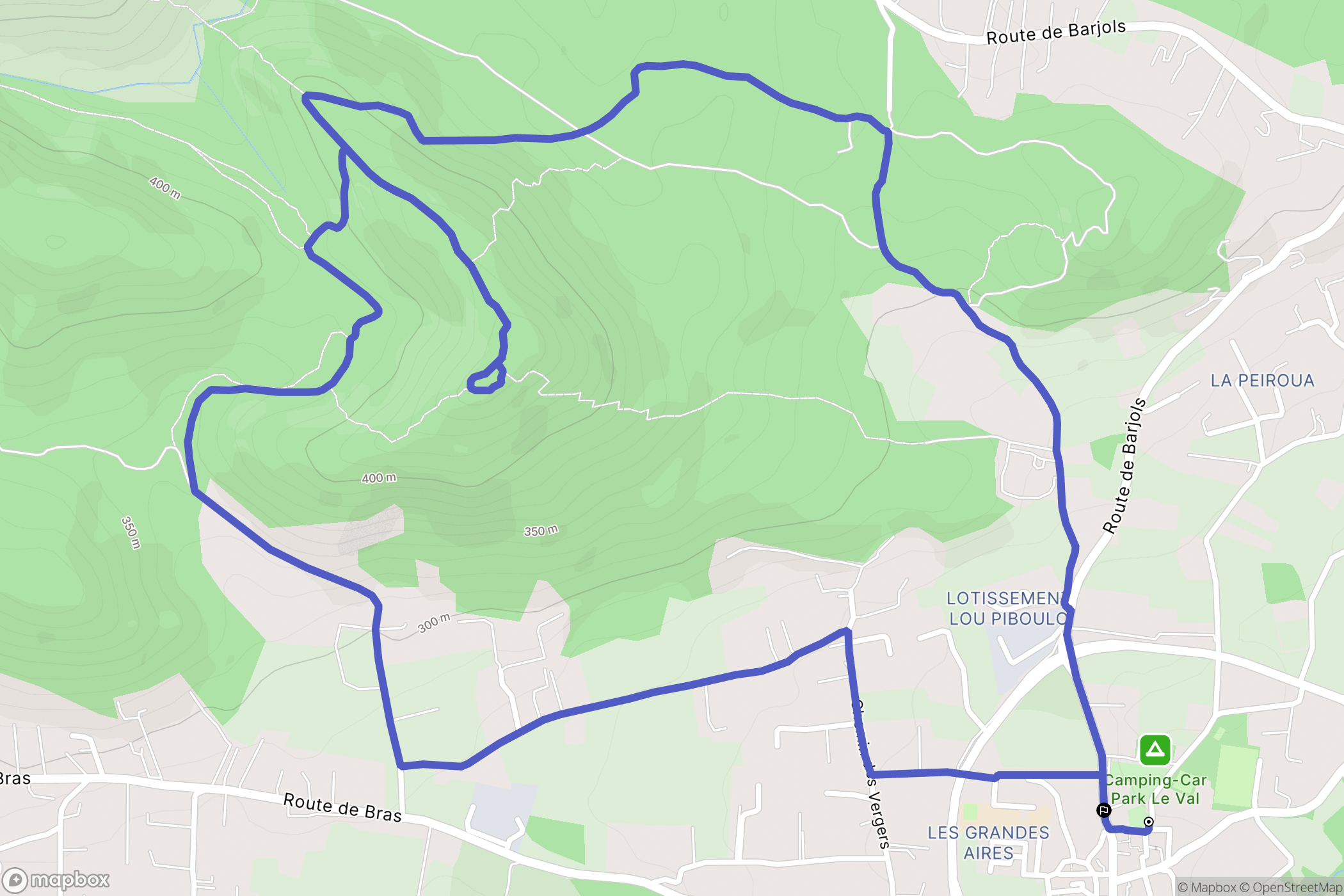Le Val : carte du parcours de randonnée - France