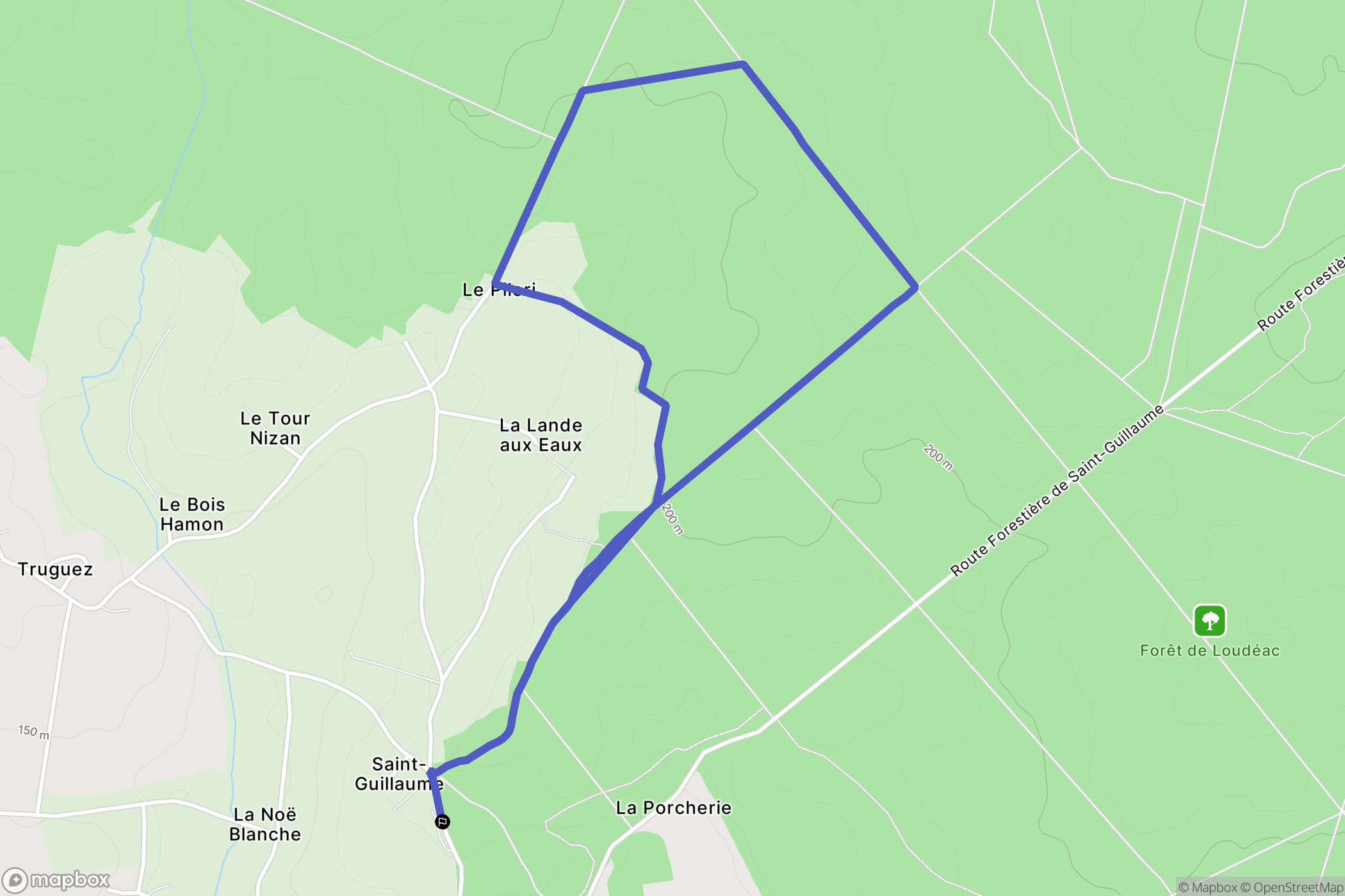 Loudéac : carte du parcours de randonnée - France