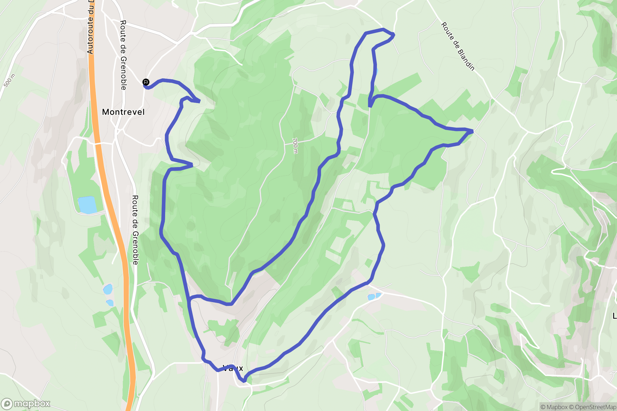 Montrevel : carte du parcours de randonnée - France