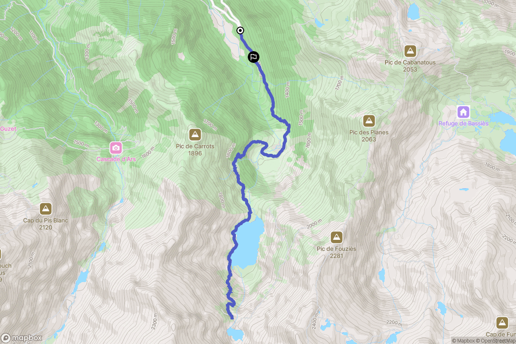 Aulus-les-Bains : carte du parcours de randonnée - France