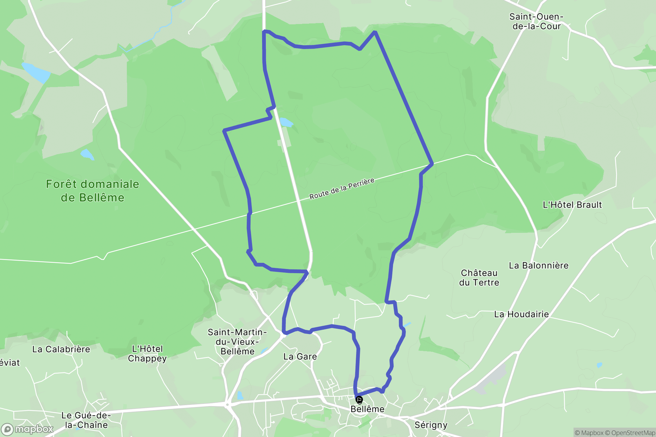 Bellême : carte du parcours de randonnée - France