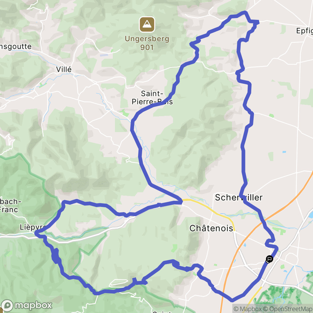 Sélestat : carte du parcours de randonnée - France