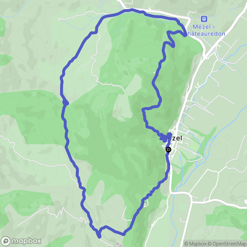 Mezel : carte du parcours de randonnée - France