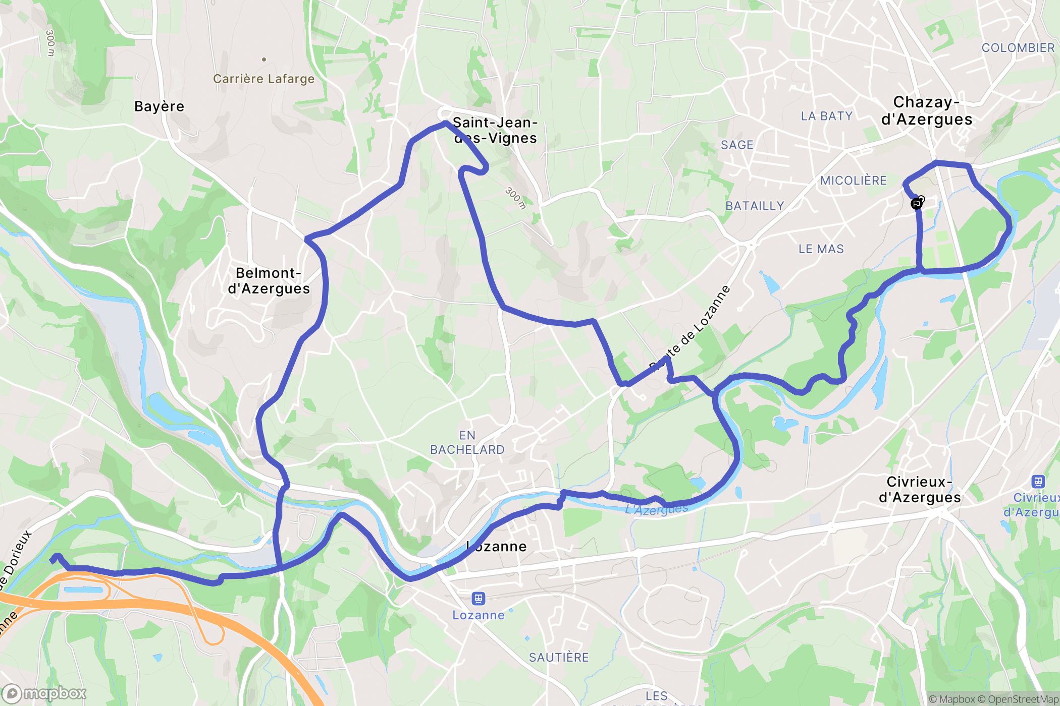 Chazay-d'Azergues : carte du parcours de randonnée - France