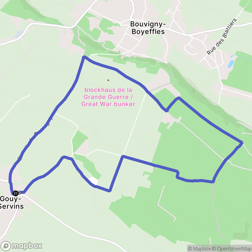 Gouy-Servins : carte du parcours de randonnée - France