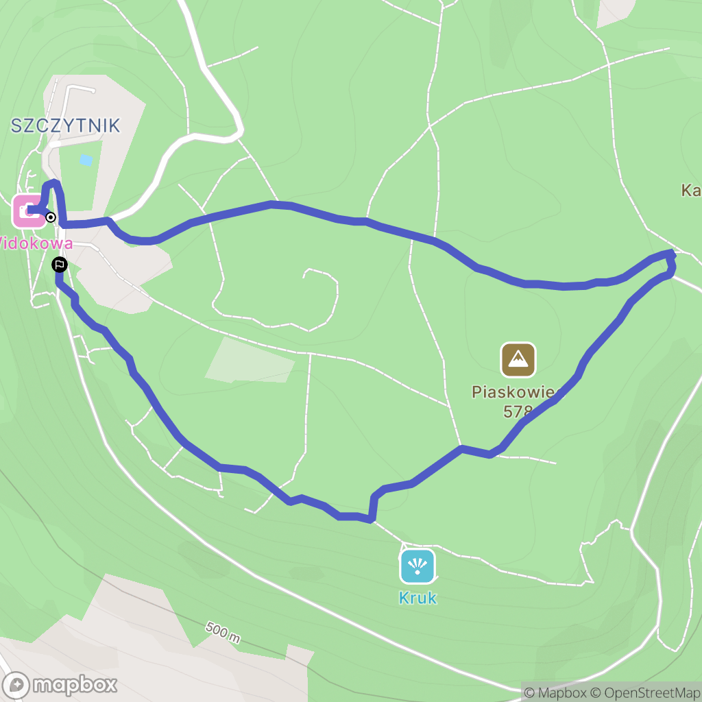 Szczytna: mapa trasy - Poland