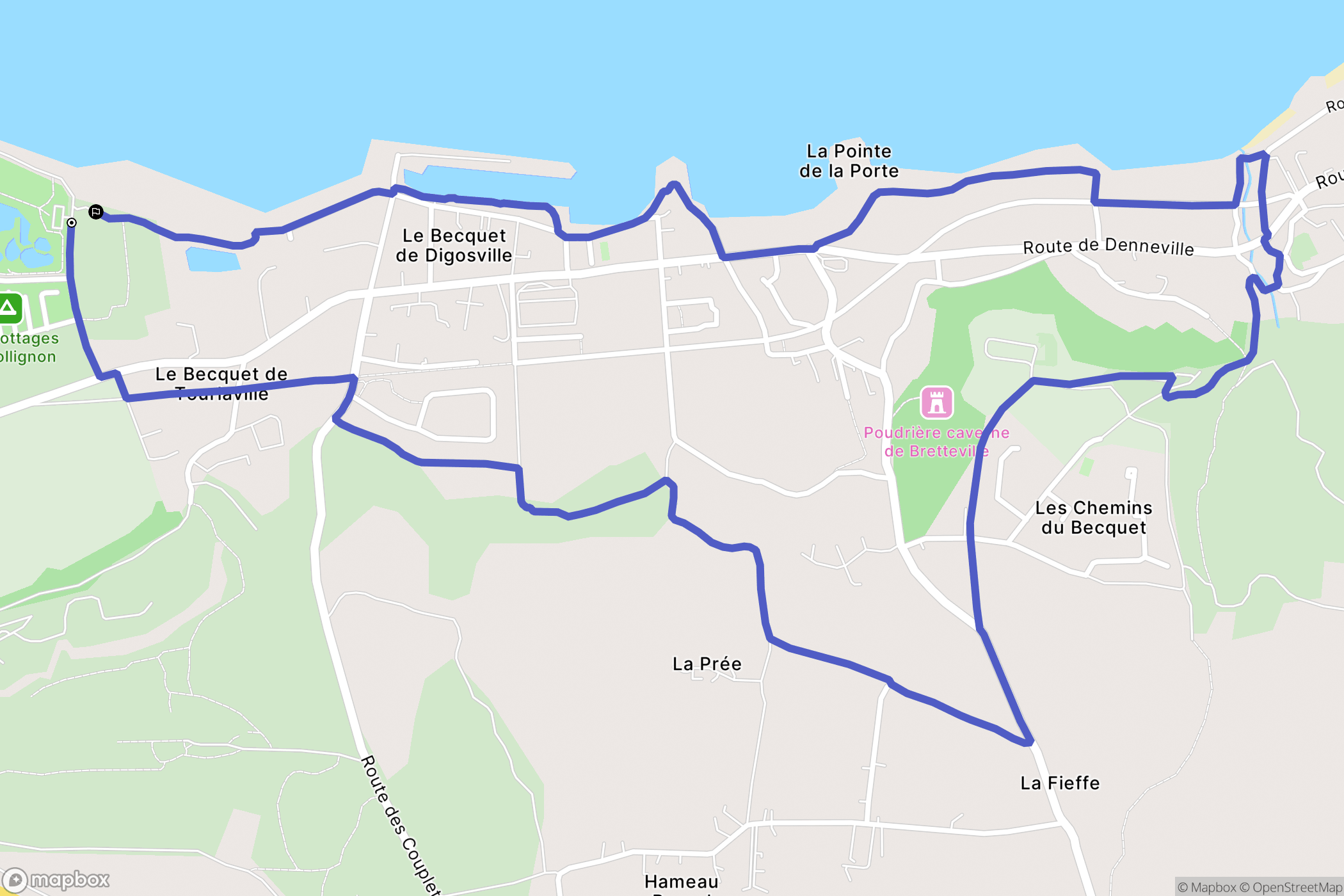 Cherbourg-en-Cotentin : carte du parcours de randonnée - France