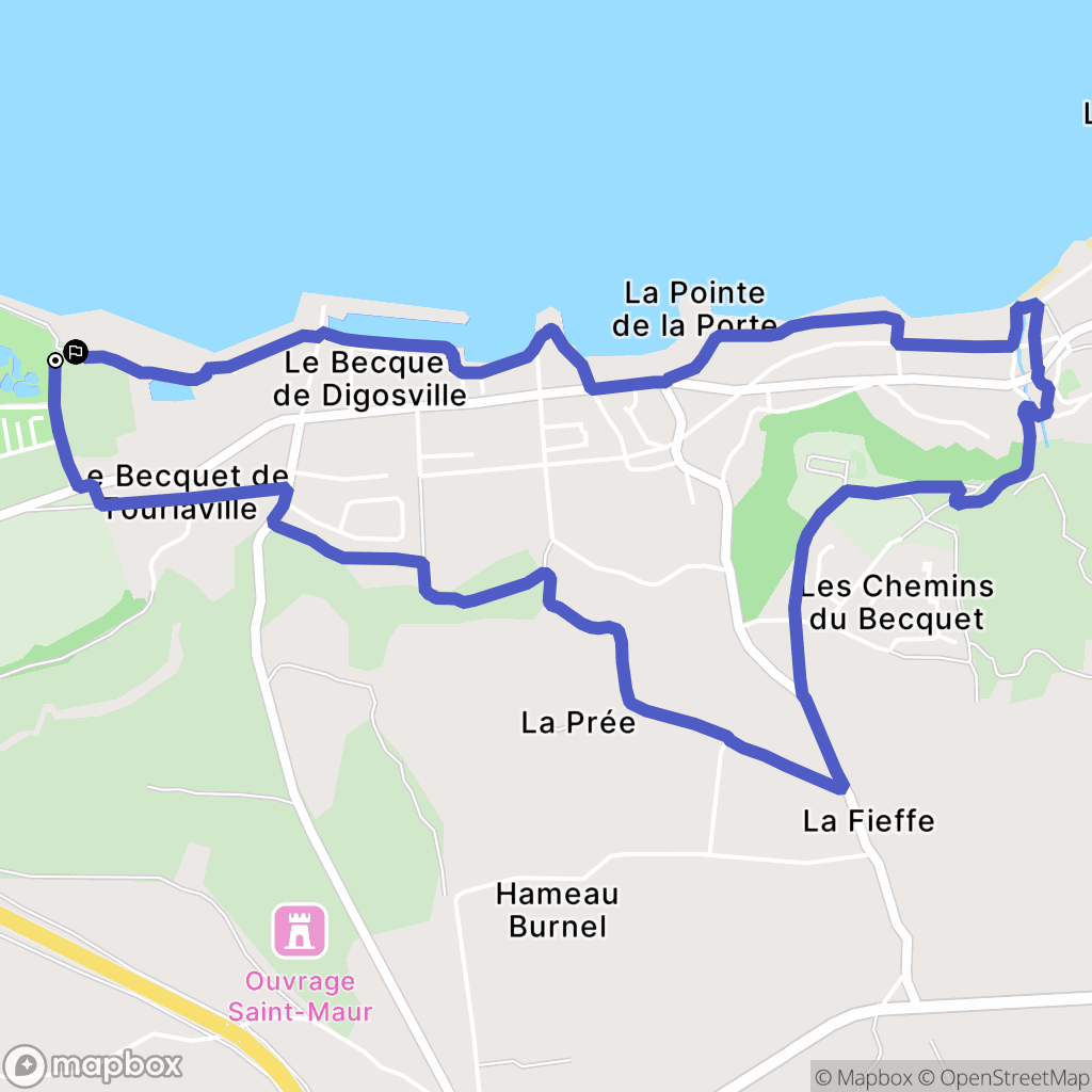 Cherbourg-en-Cotentin : carte du parcours de randonnée - France