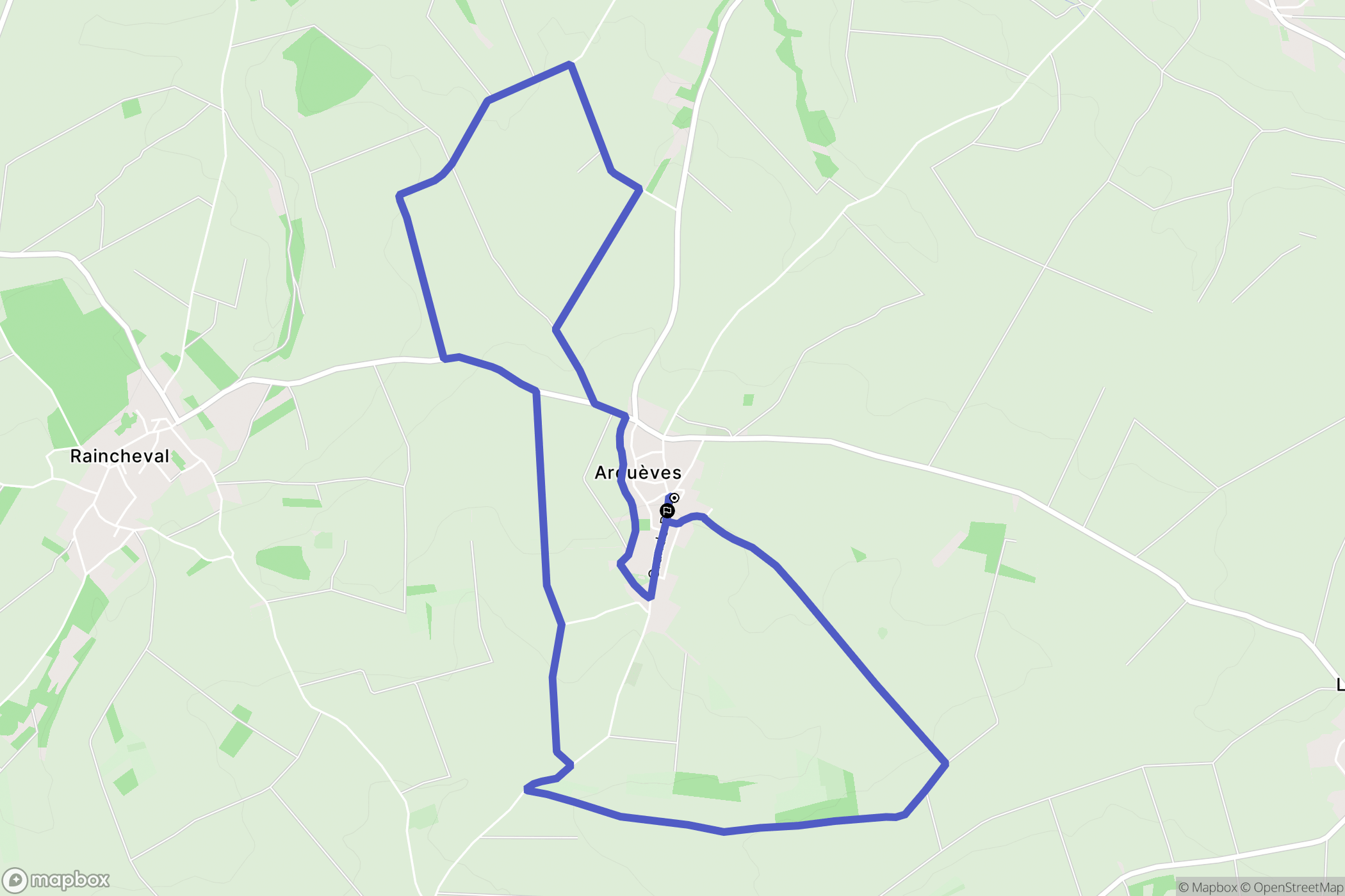 Arquèves : carte du parcours de randonnée - France