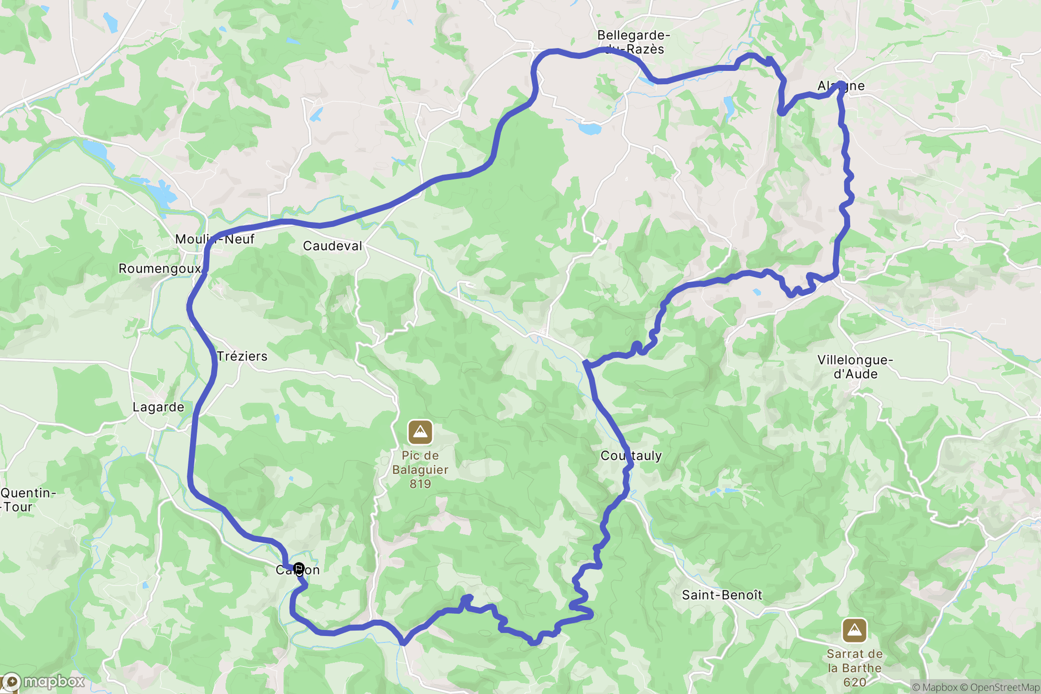 Camon : carte du parcours de randonnée - France