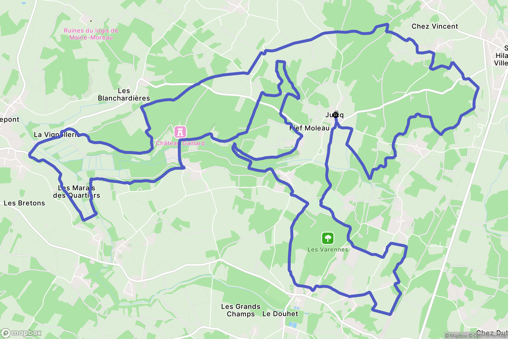 Juicq : carte du parcours de randonnée - France