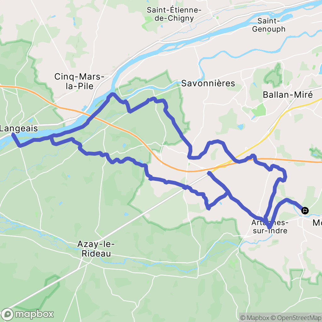 Monts : carte du parcours de randonnée - France