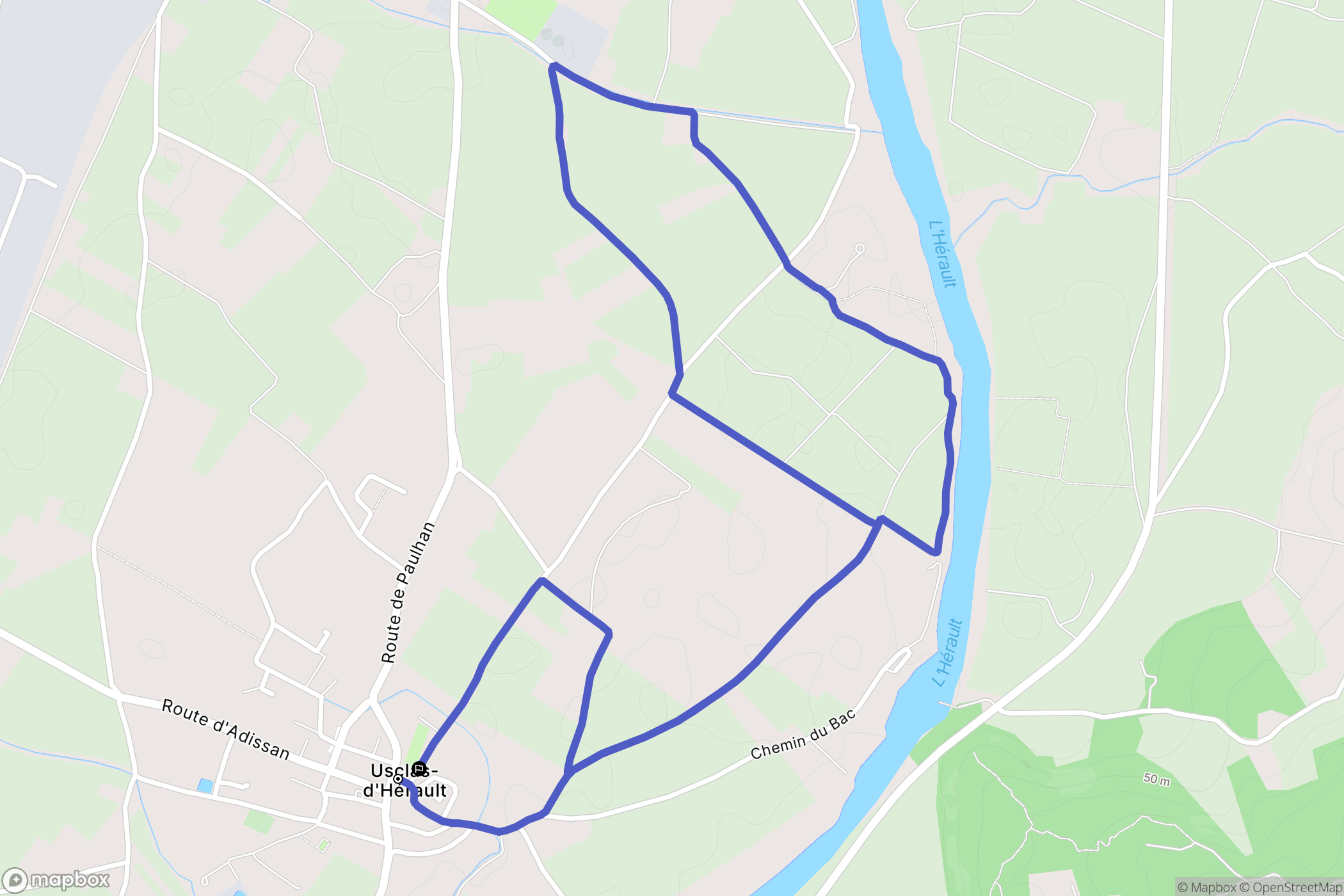Usclas-d'Hérault : carte du parcours de randonnée - France