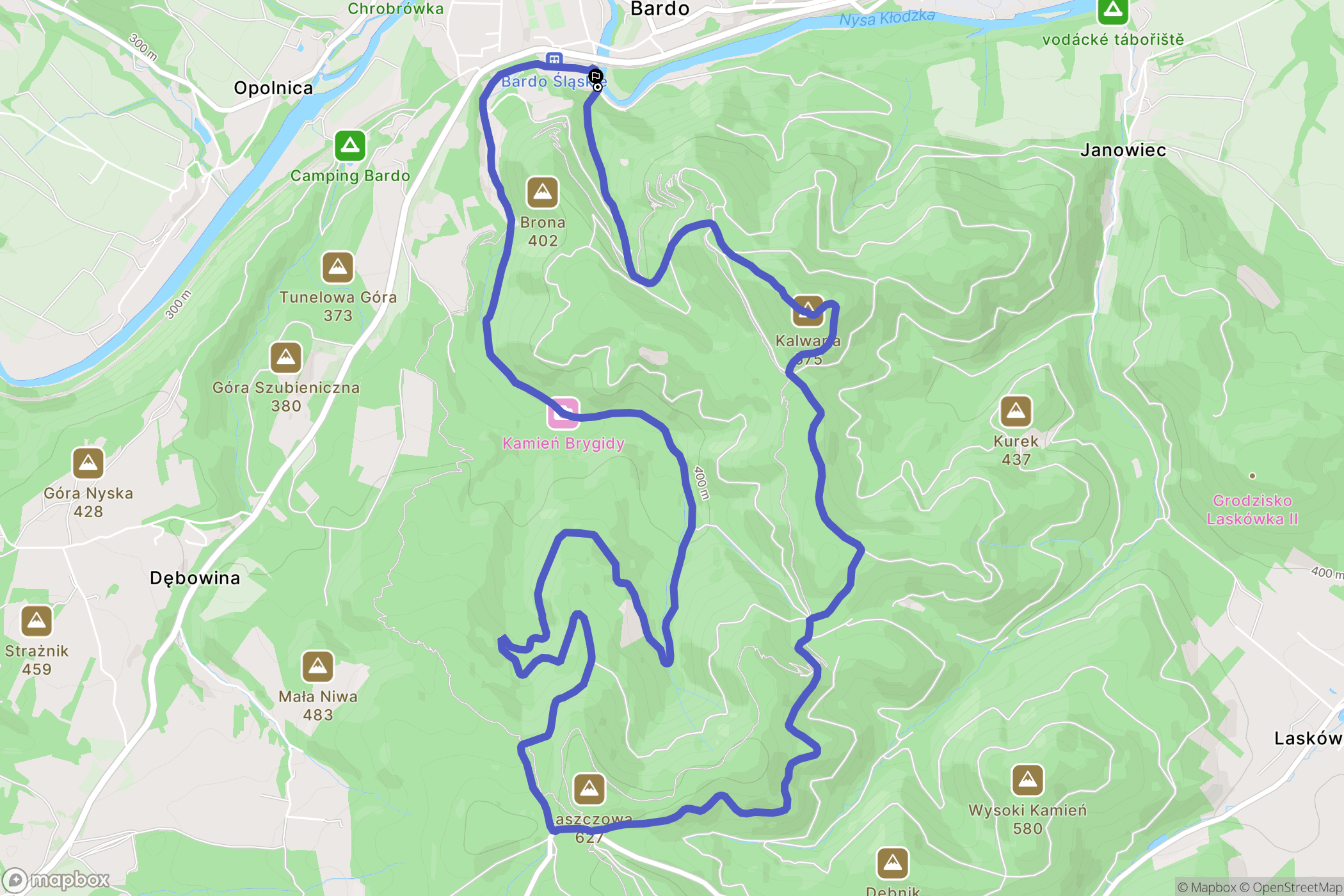 Bardo: mapa trasy - Poland