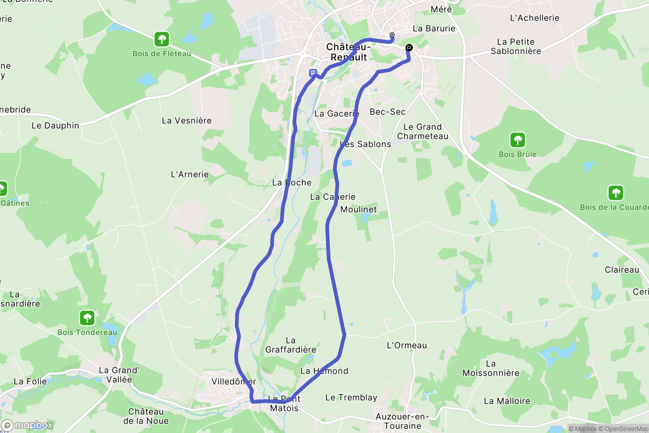 Château-Renault : carte du parcours de randonnée - France