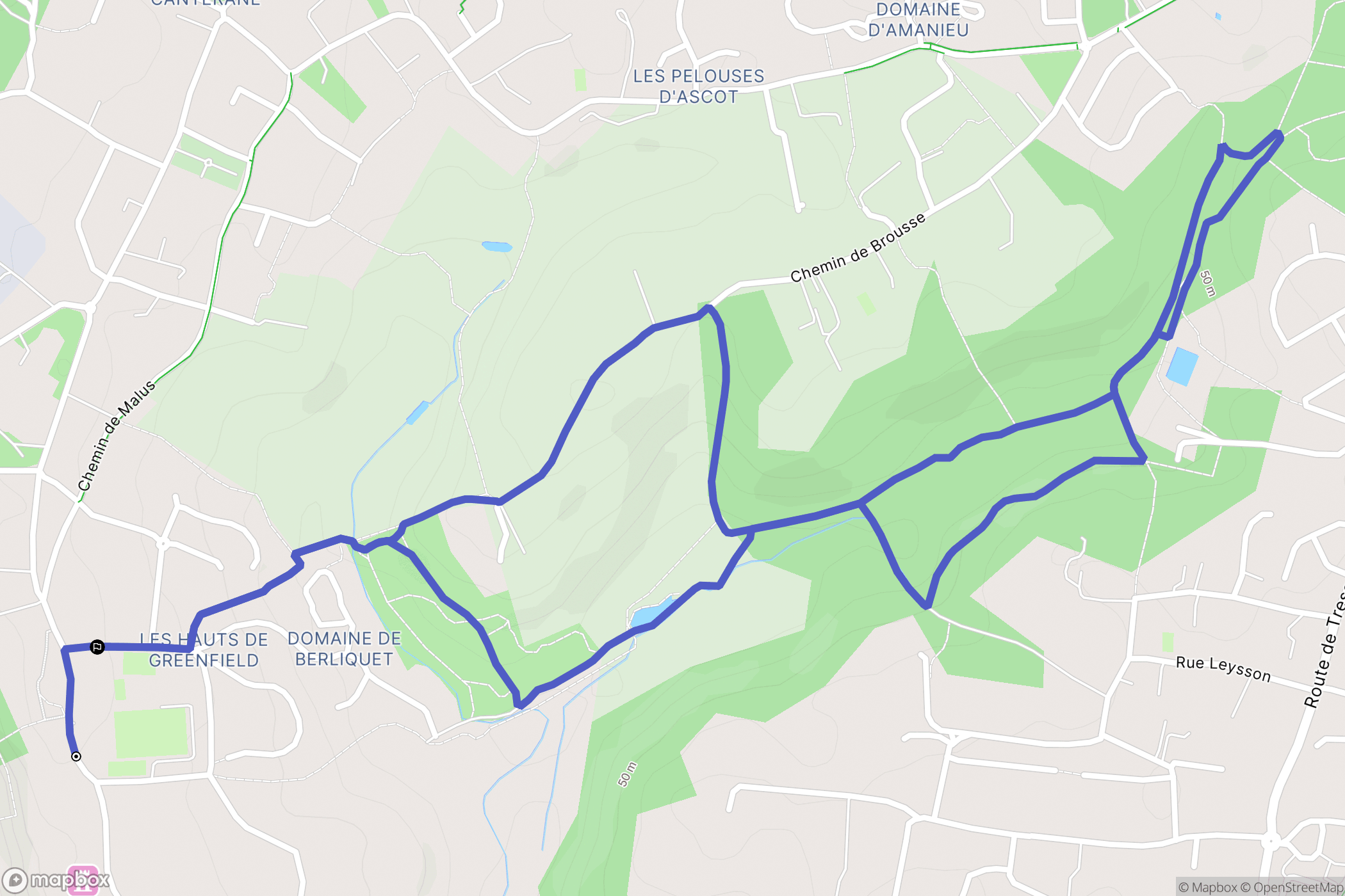 Bouliac : carte du parcours de randonnée - France