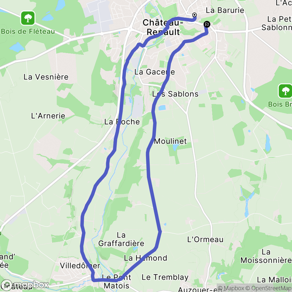 Château-Renault : carte du parcours de randonnée - France