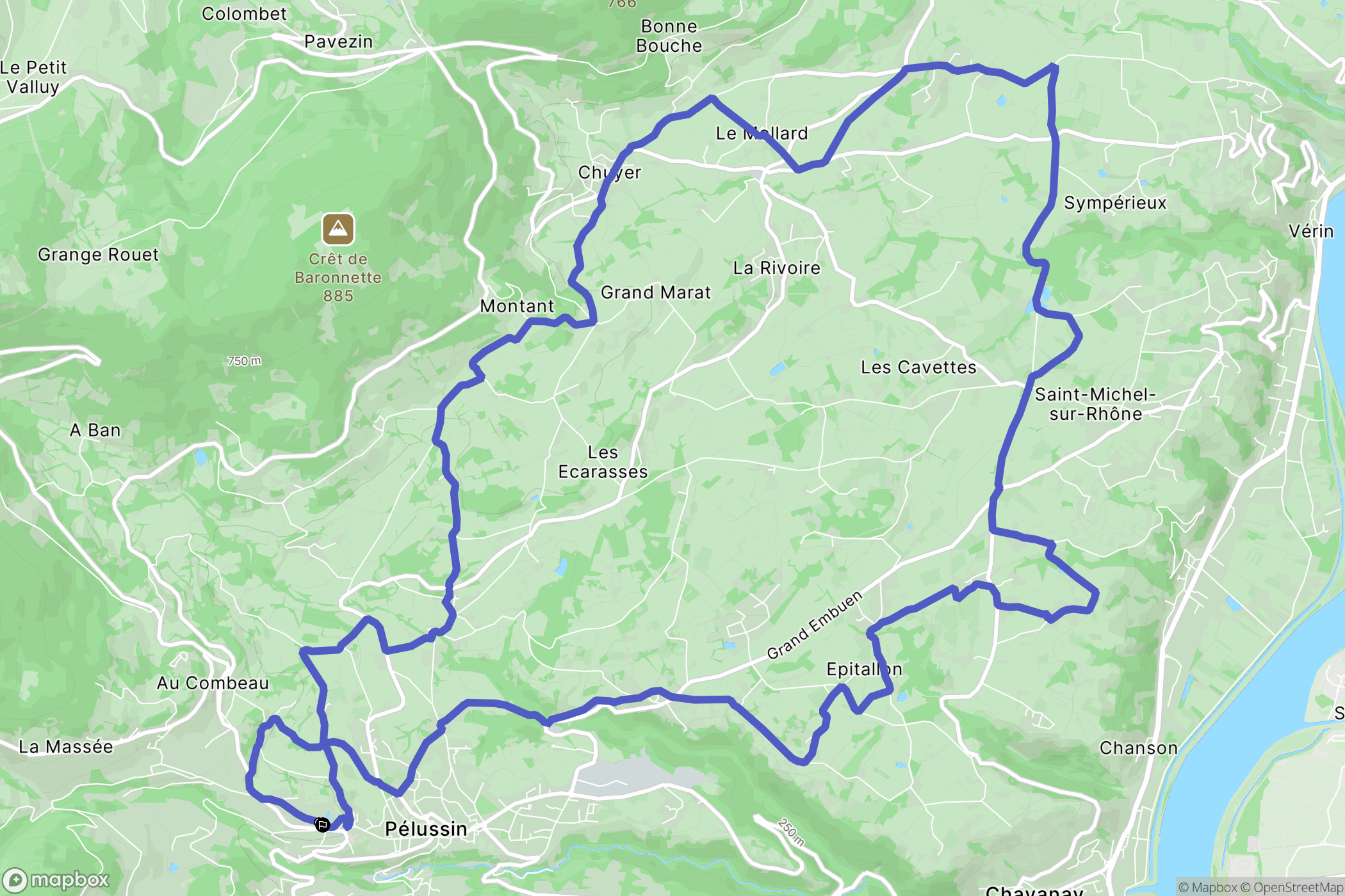 Pélussin : carte du parcours de randonnée - France