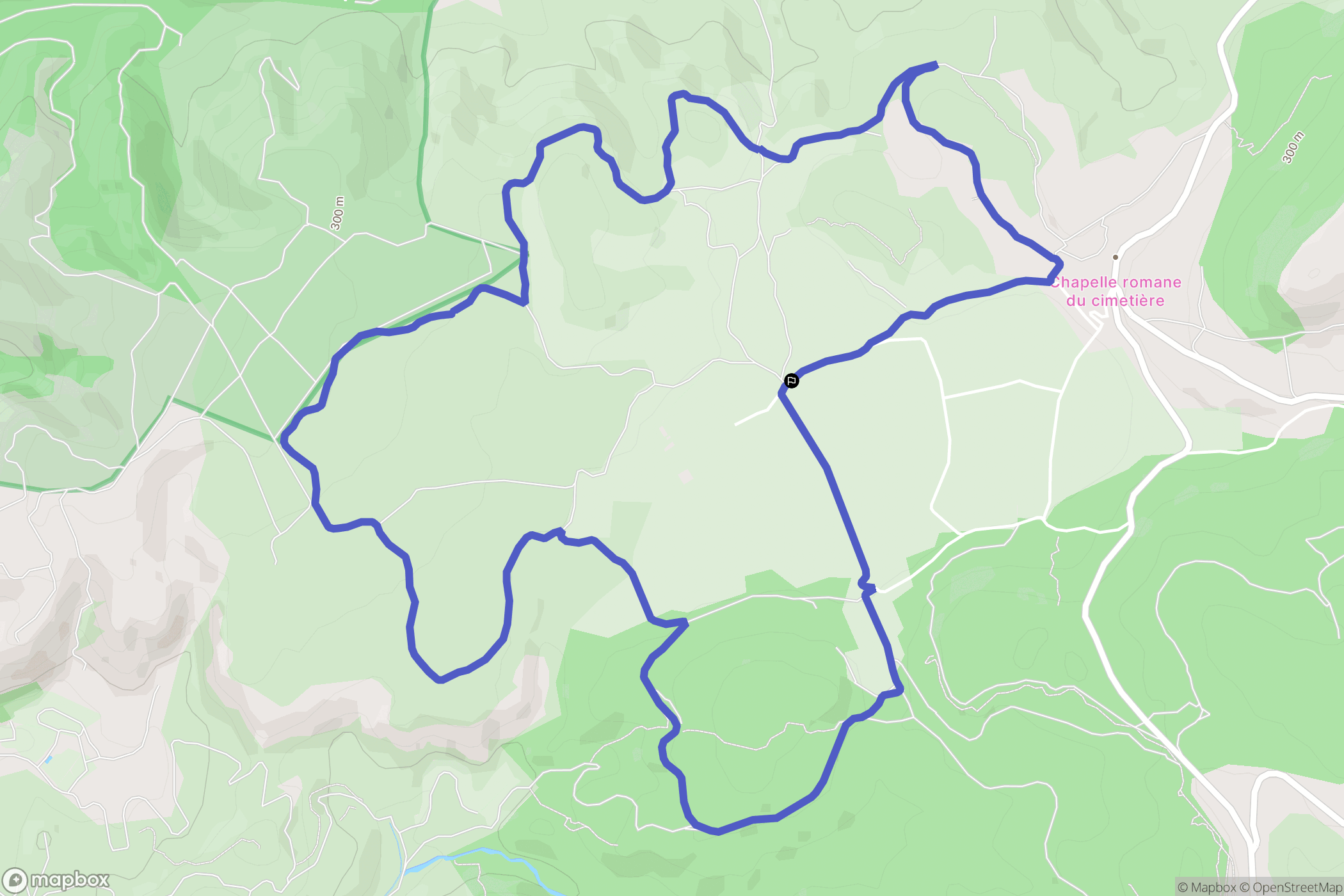 Aurons : carte du parcours de randonnée - France