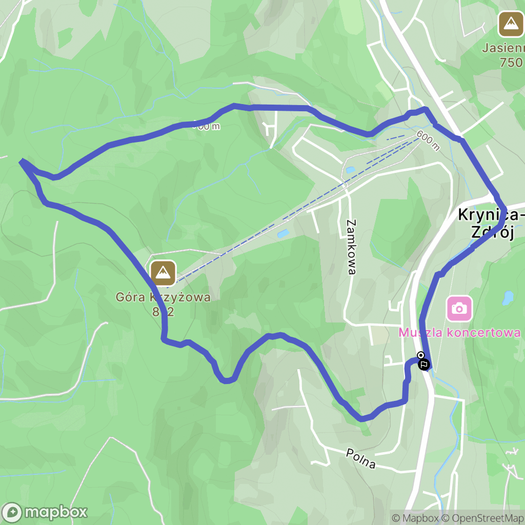Krynica-Zdrój: mapa trasy - Poland