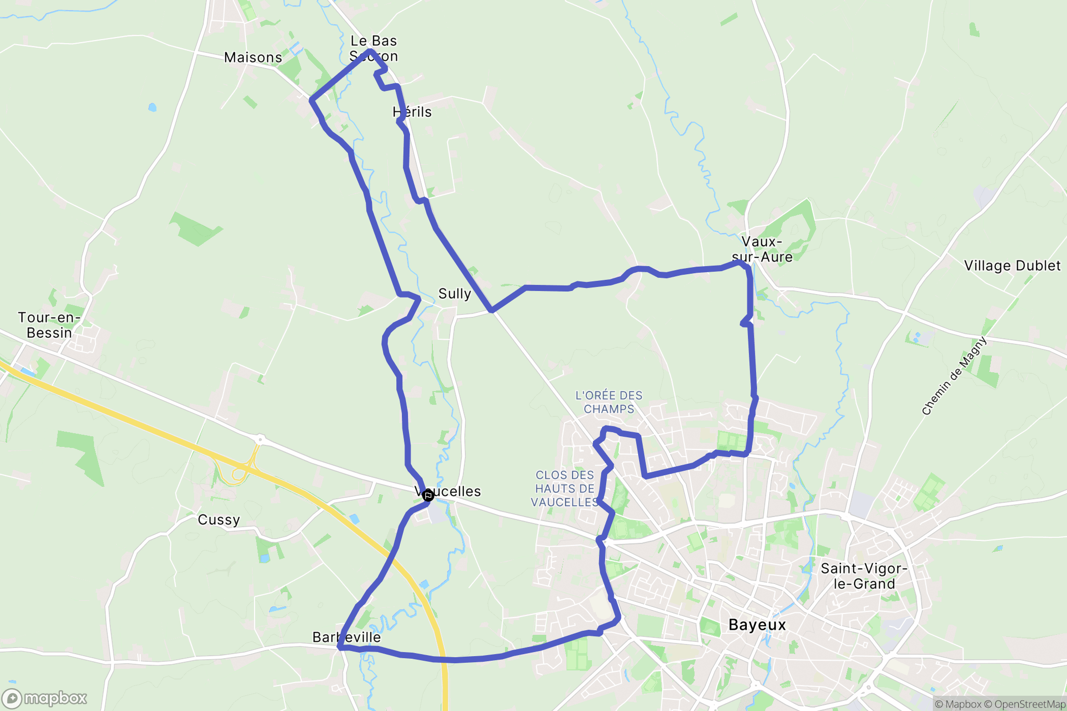 Vaucelles : carte du parcours de randonnée - France