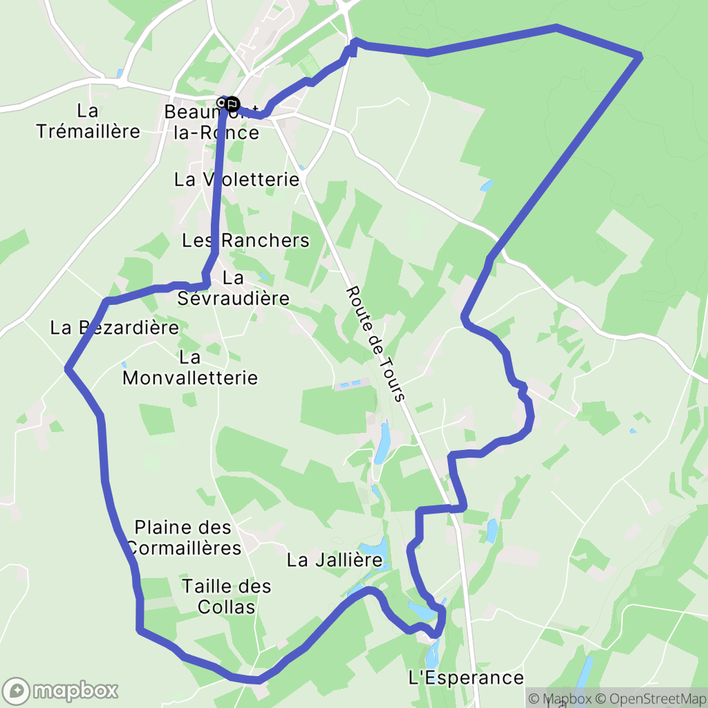 Beaumont-Louestault : carte du parcours de randonnée - France