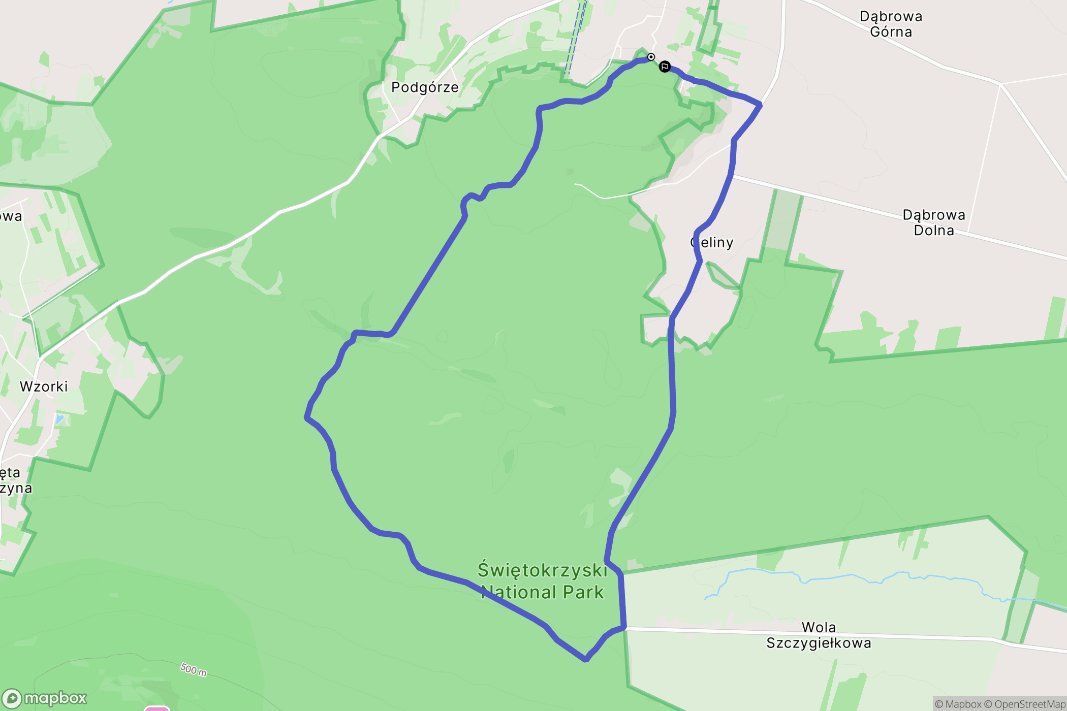 Celiny-Podgórze: mapa trasy - Poland