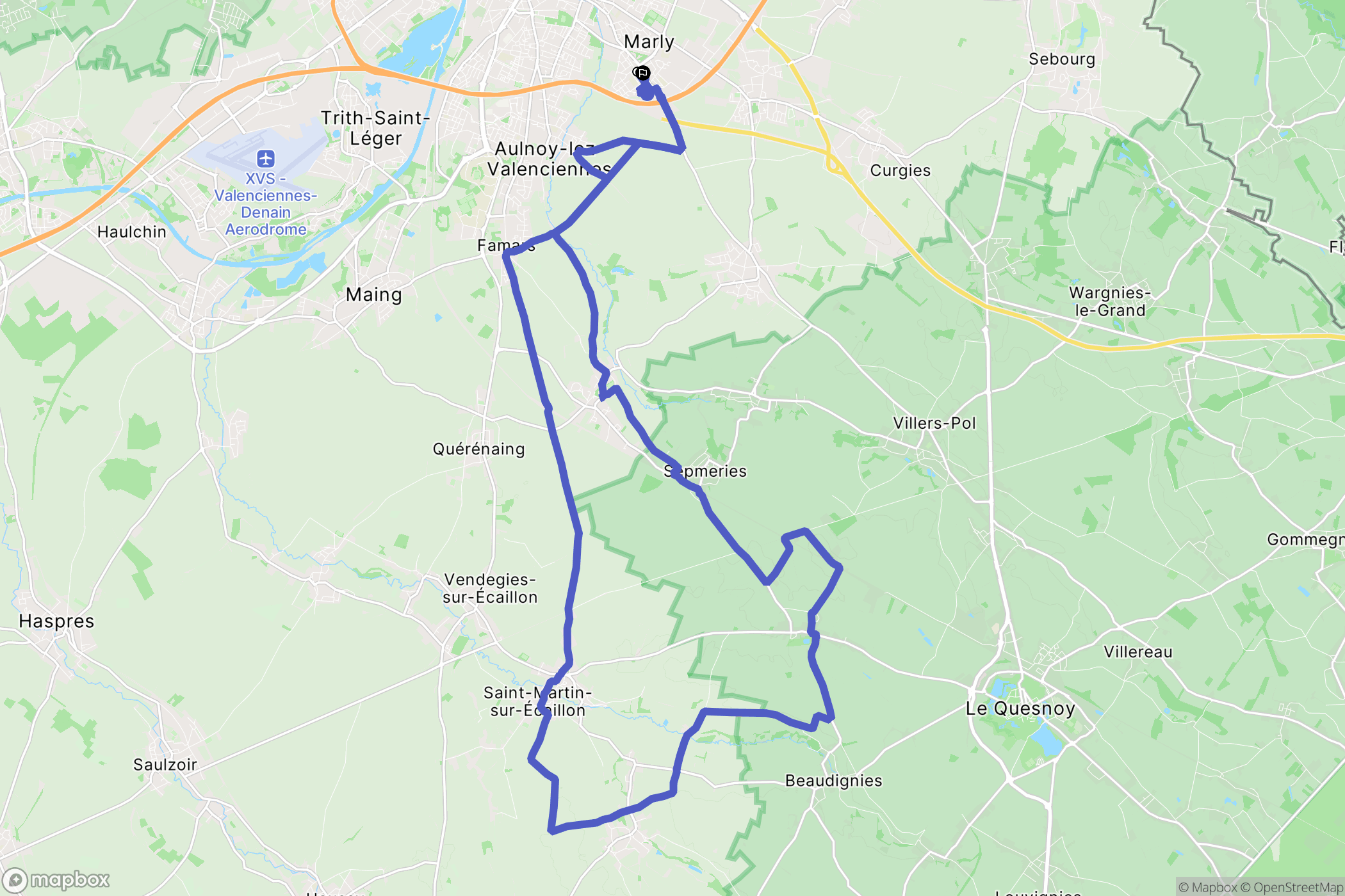 Marly : carte du parcours de randonnée - France