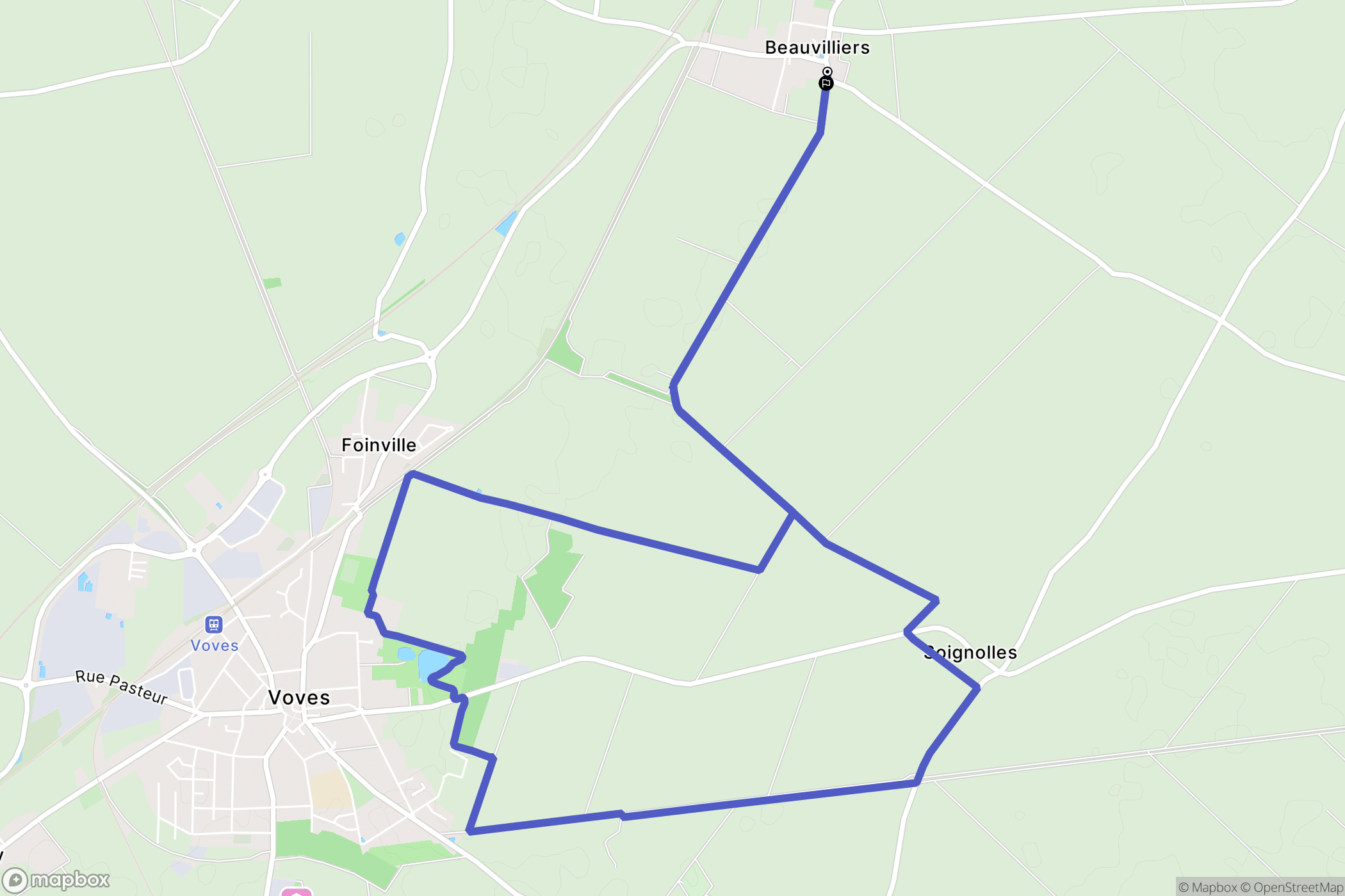 Beauvilliers : carte du parcours de randonnée - France