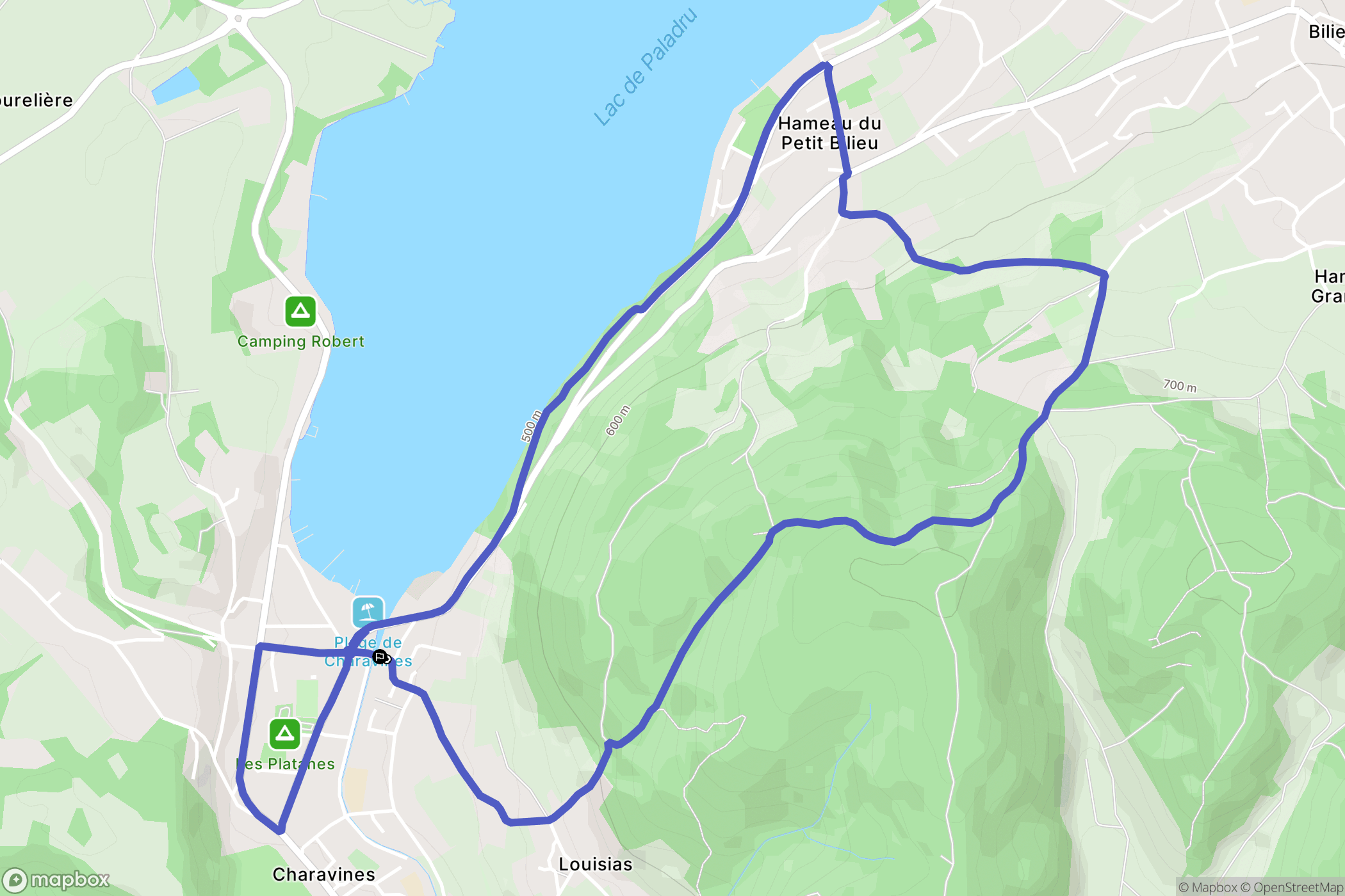 Charavines : carte du parcours de randonnée - France