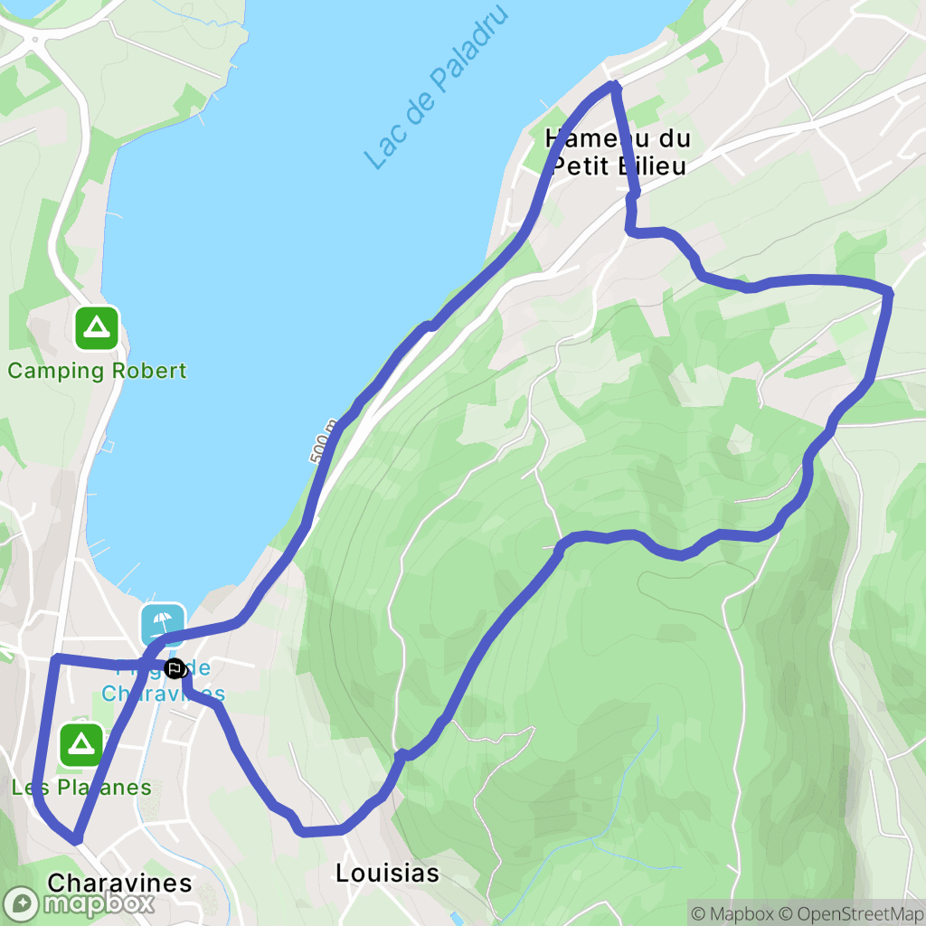 Charavines : carte du parcours de randonnée - France