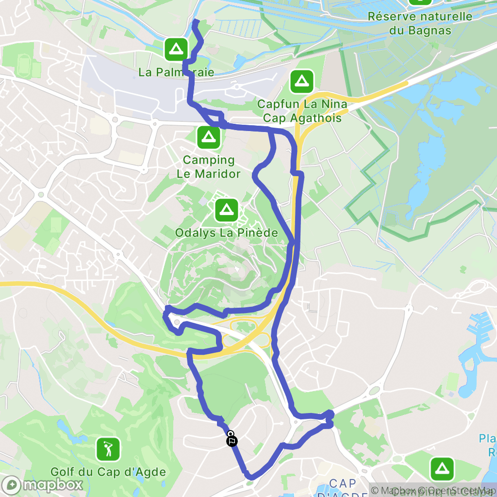 Agde : carte du parcours de randonnée - France