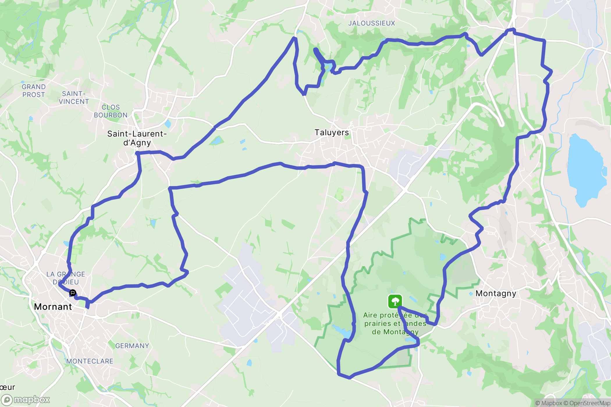 Mornant : carte du parcours de randonnée - France