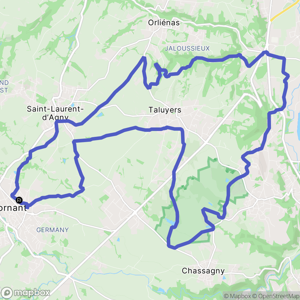 Mornant : carte du parcours de randonnée - France