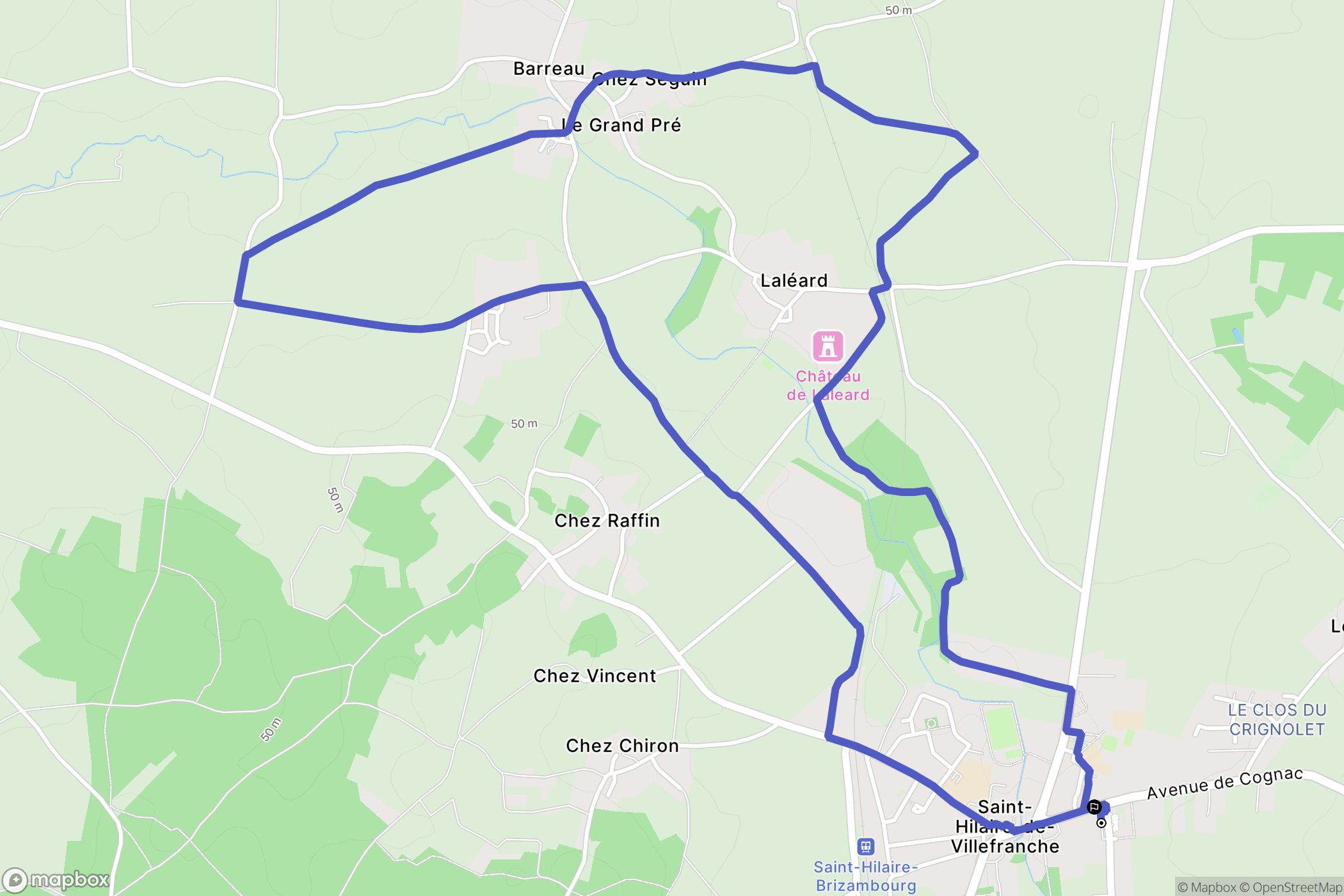 Saint-Hilaire-de-Villefranche : carte du parcours de randonnée - France
